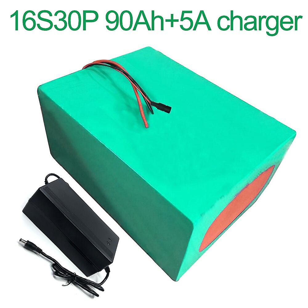 Battery With Charger 5a 90ah 60v Li-ion 18650 Rechargeable Electric Two Three-wheeled Motorcycle Bike Ebike Accept Customization 16s30p 310 * 335 * 17