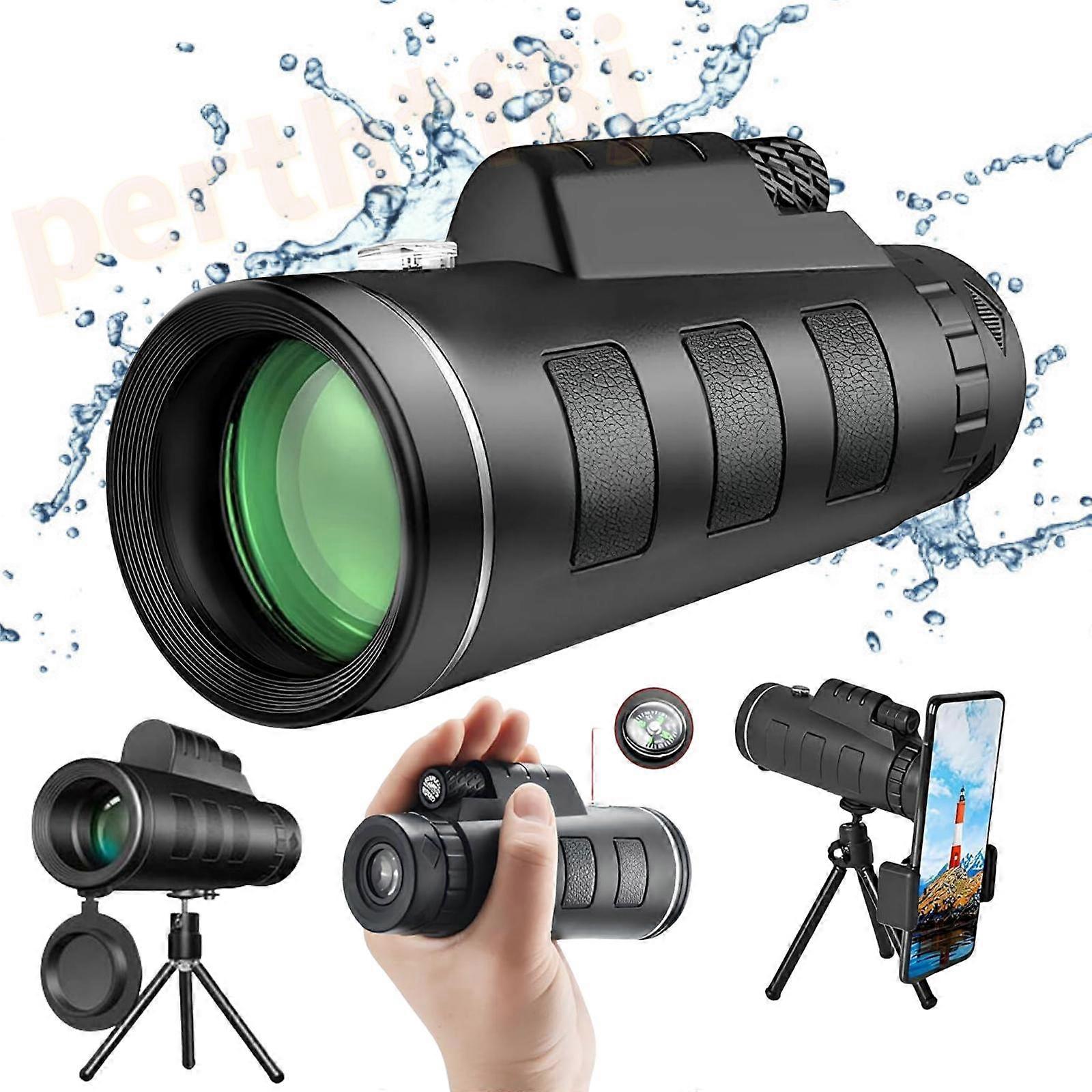 40 x 60 High Power Monocular with Smartphone Adapter and Sturdy Tripod Portable,100% New