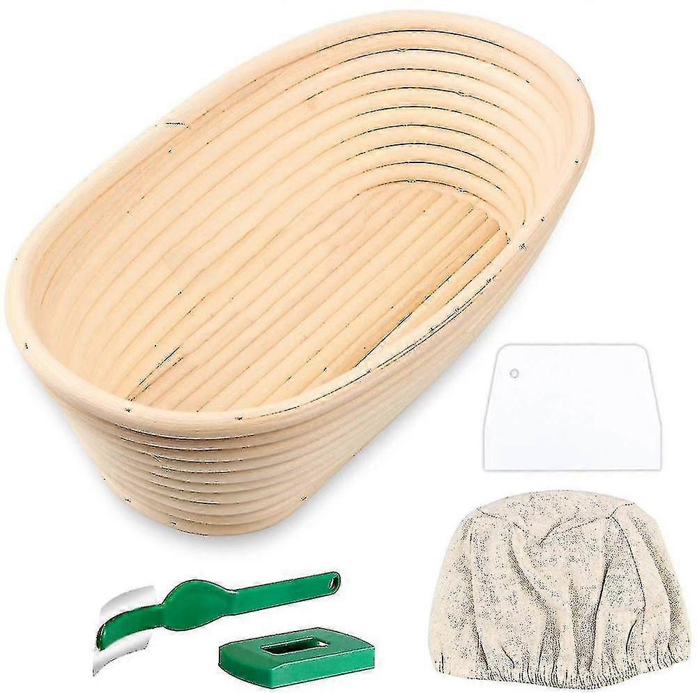 Oval Bread Proofing Basket, Handmade Banneton Bread Proofing Basket Brotform With Bread Lame, Dough Banmo
