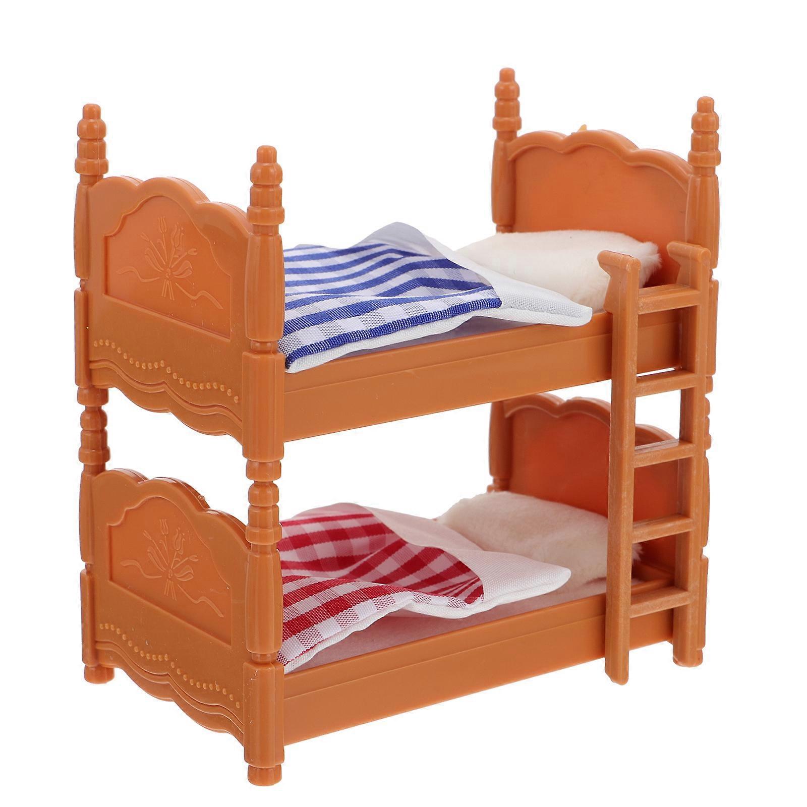 1pc Creative Mini Double Beds Durable Mini Bunk Beds Practical Simulation Bed