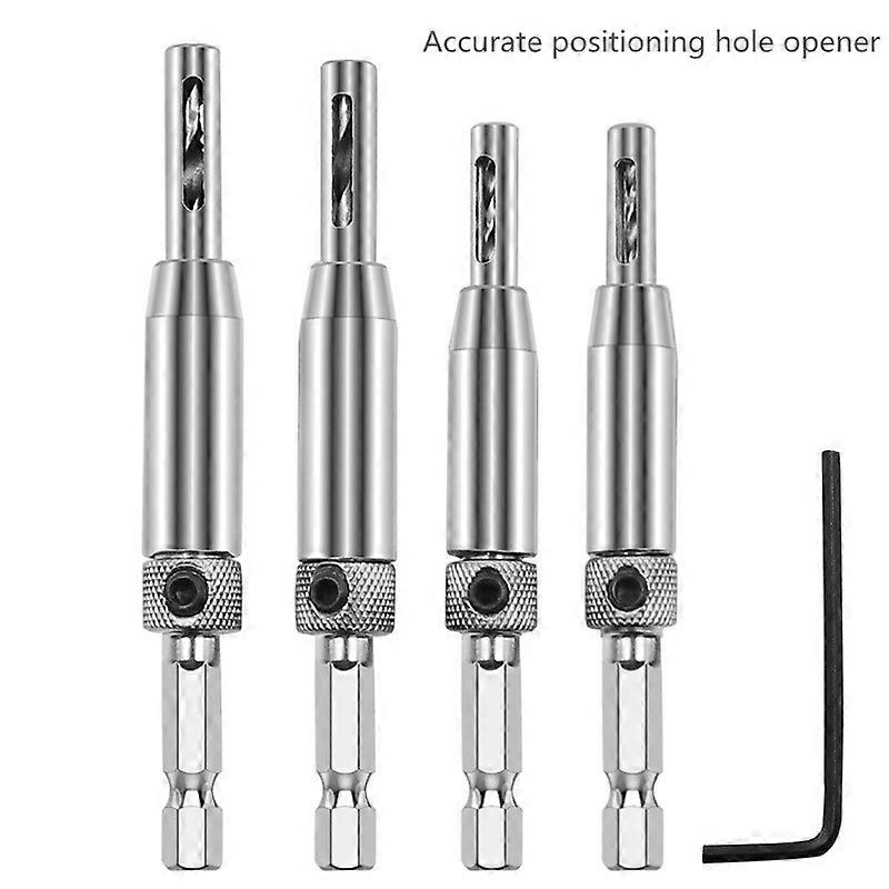 4pcs Self Centering Hinge Drill Bits Set Door Cabinet Pilot Holes HSS Hex Recess