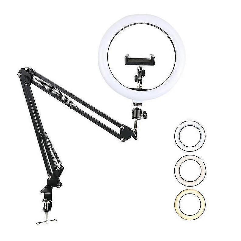 10in Led Selfie Ring Light Extendable Arm Stand Desk Phone Mount