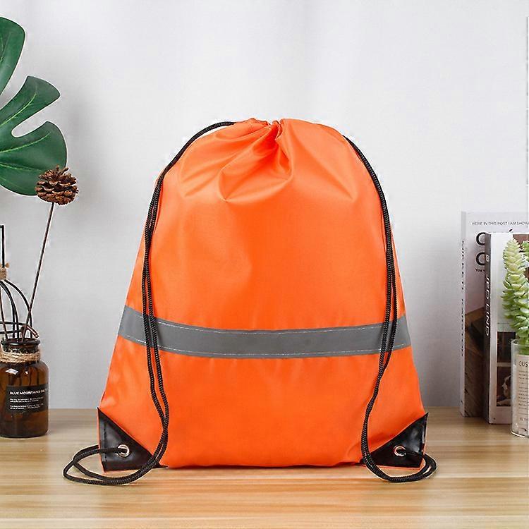 巾着バックパックバルク反射巾着袋キッズレディースメンズロープバックパック巾着袋16.5X13.3オレンジ