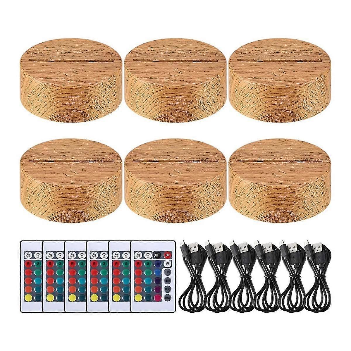 6 Pcs Christmas 3d Night Led Lamp Base Gift 16 Colors Led Light Display Base With Remote Control Us