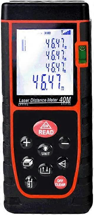40m Laser Distance Meter,Laser Meter,Calculate Area Volume Distance,Pythagoras Function,20 Sets Data Storage,Mute Function,m/in/ft Unit Switching,with