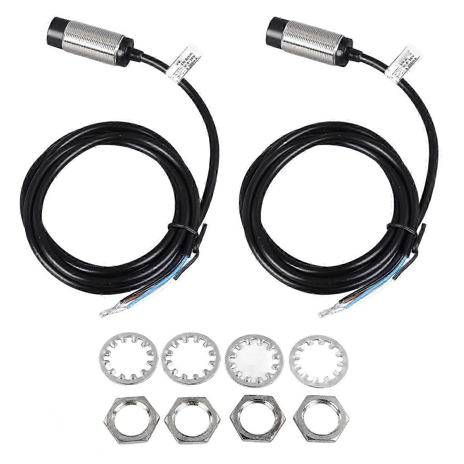 2 Pcs Inductive Proximity Sensor 8mm Detecting Distance DC 4 Wire NPN NO NC Approach Sensor