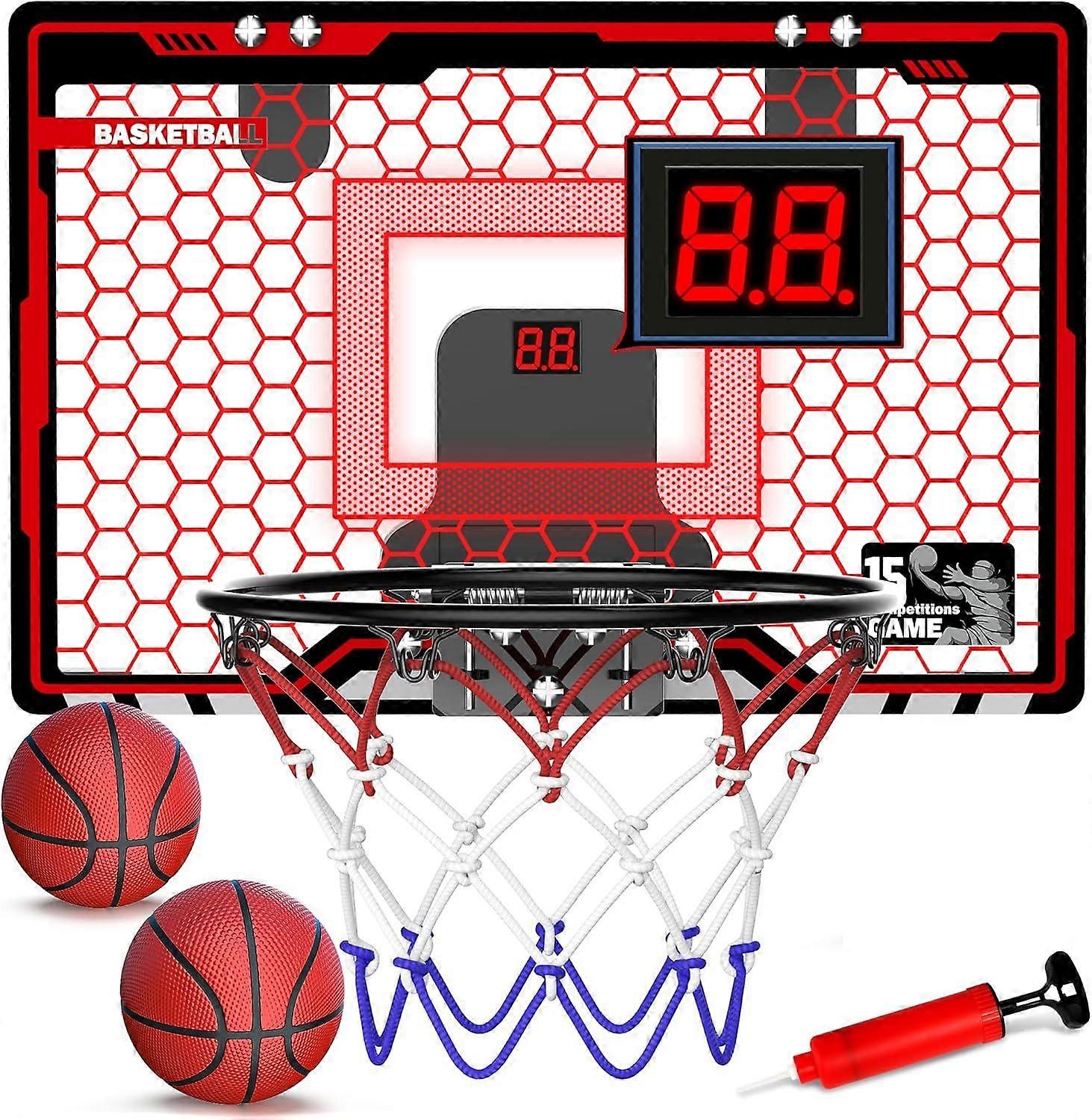 子供用屋内バスケットボールフープ、電子スコアボード付きLEDミニフープ