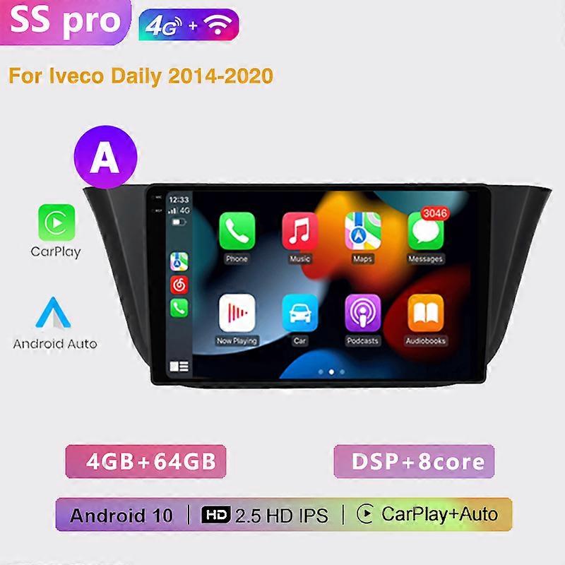 2din auto Lettore multimediale radio Android 4+64G/WIFI Carplay Navigazione GPS BT DSP 2din NO DVD per Iveco Daily 2014-2020