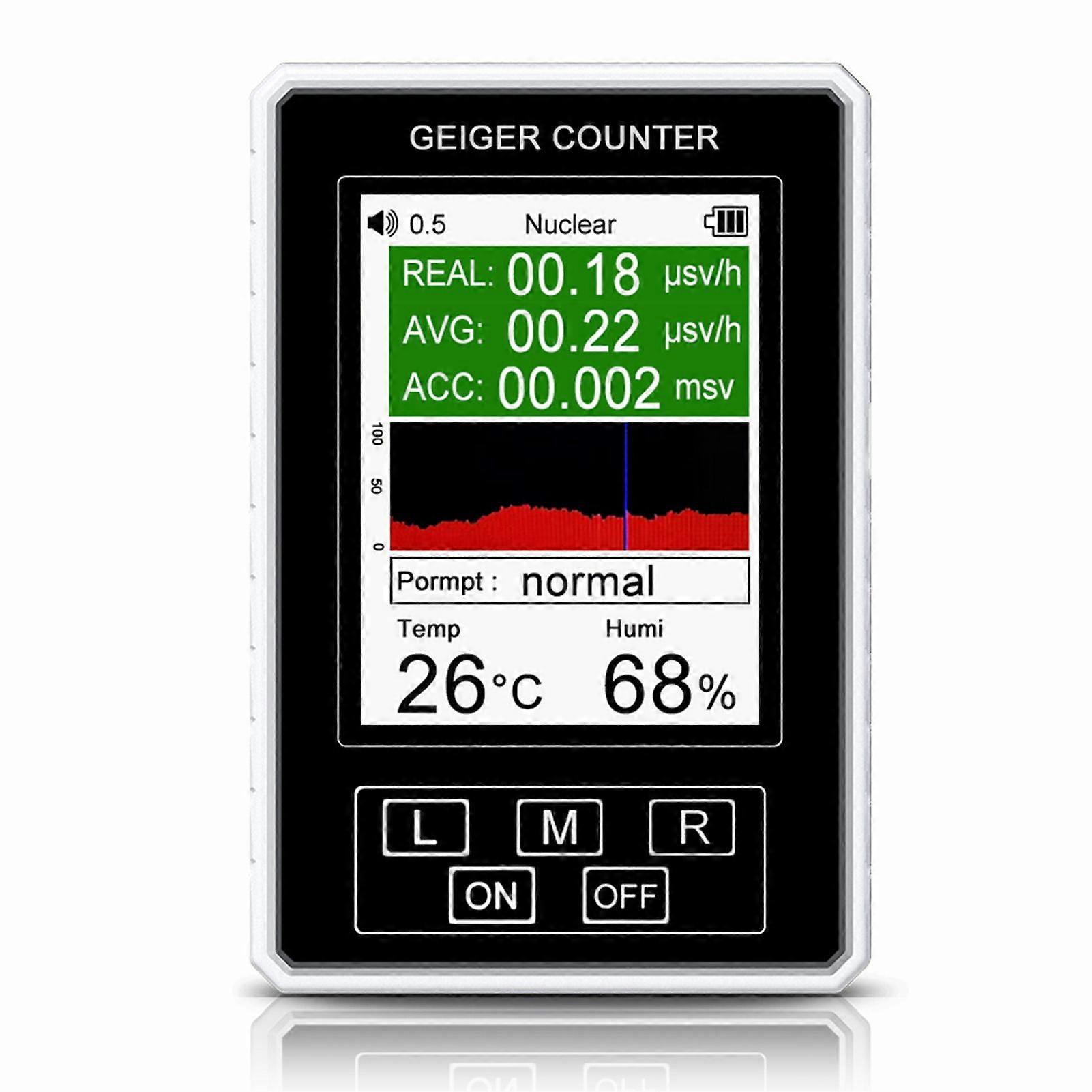 Nuclear Radiation Detector Quick Response Professional Dosimeter Geiger Counter with Temperature Humidity Detection