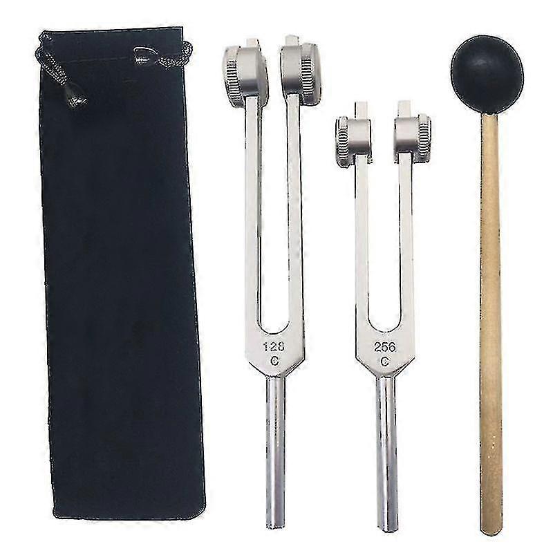 Tuning Forks Set-c128 Hz And C259 Hz With Bag And Hammer For Stress Reliever