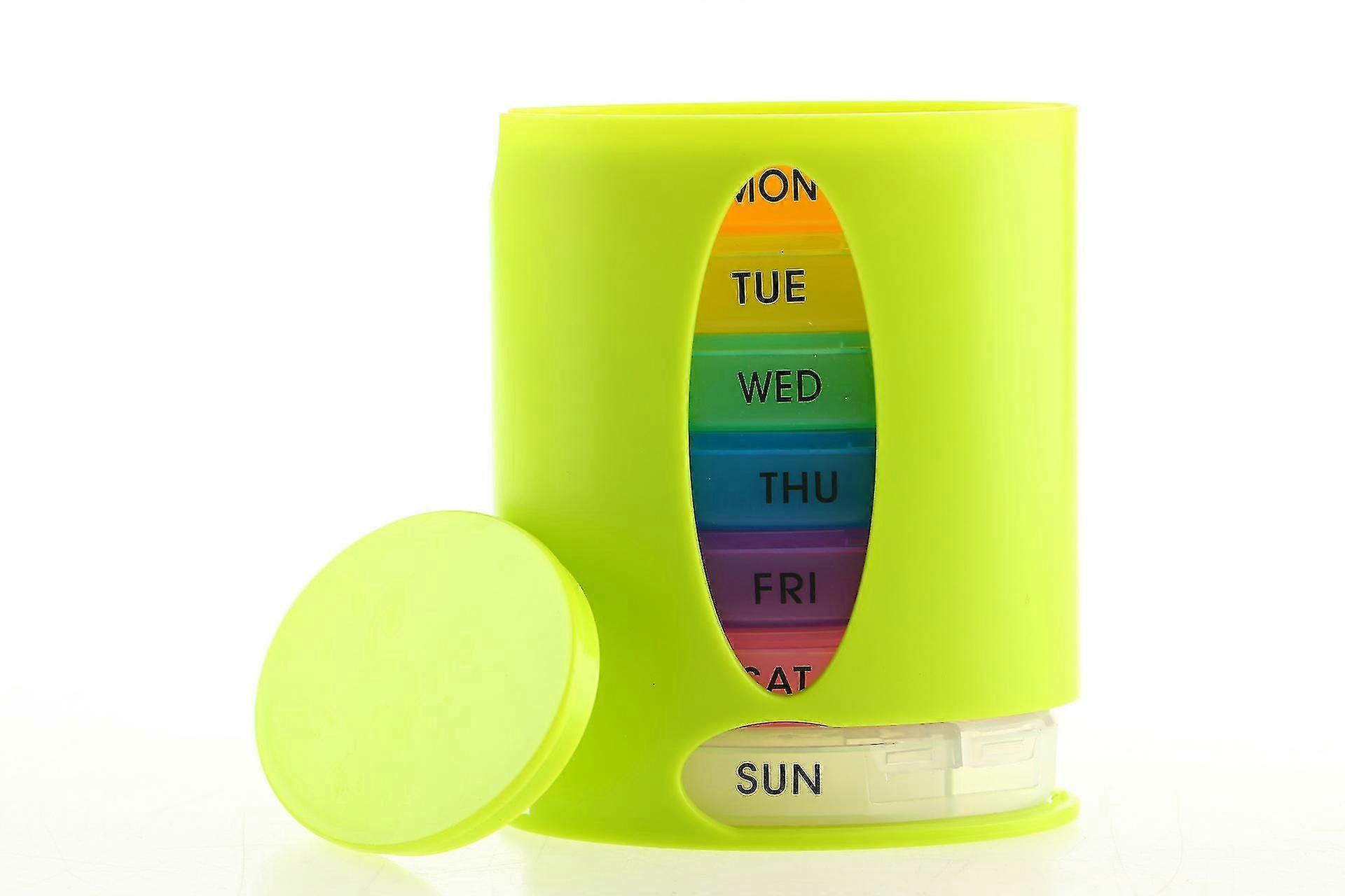 7 Day Weekly Pill Organizer Case Portable Color Coded Container Medicine Holder,1pc-Green