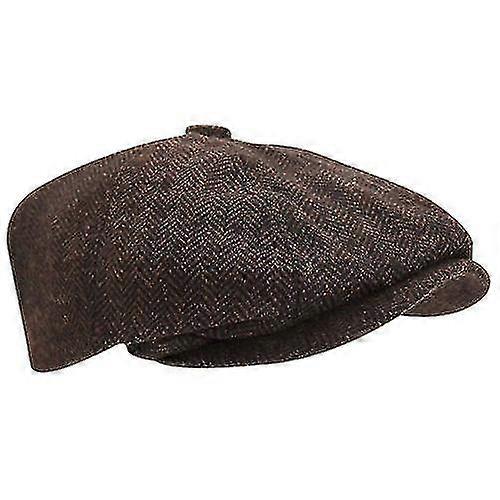 Men'S Wool Blend Herringbone 8 Panel Newsboy Cap