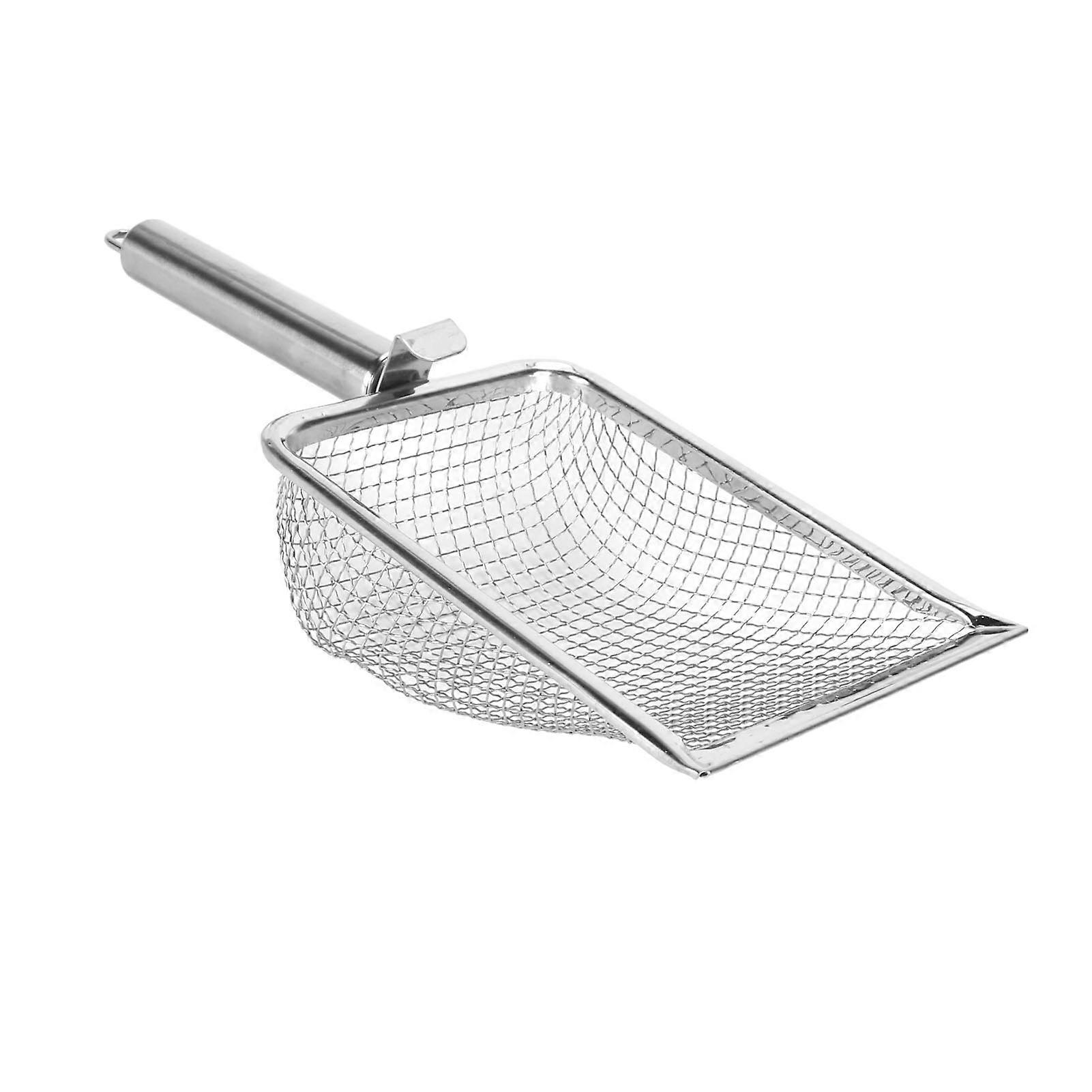 Pelle à litière pour chat en acier inoxydable antirouille, pelle à litière suspendue, facile à nettoyer, avec crochet pour chaton et reptile