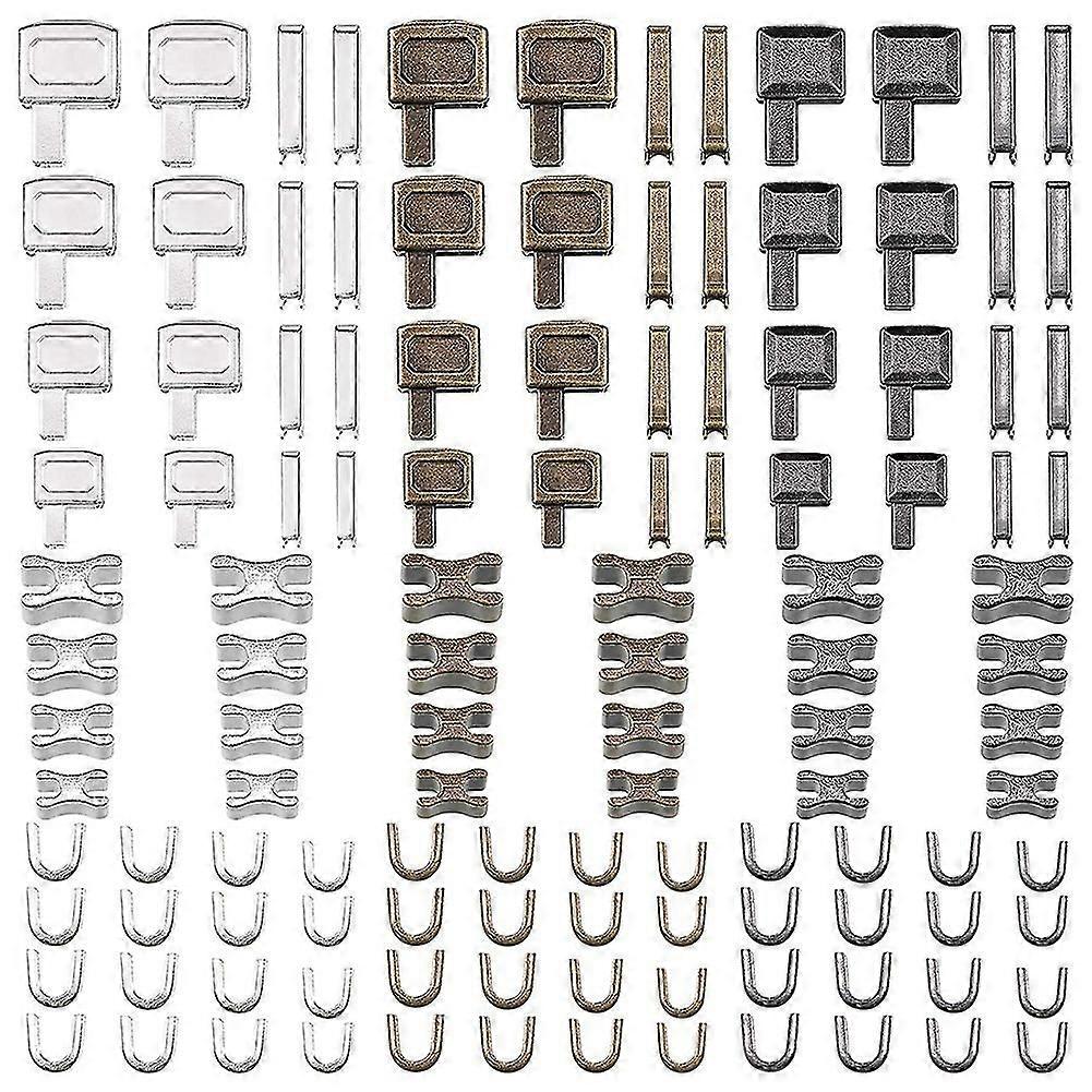 120 Pieces Metal Zipper Head Slider,4 Sizes Zipper Bottom Sliders Retainer Insertion Pin,zipper Sto