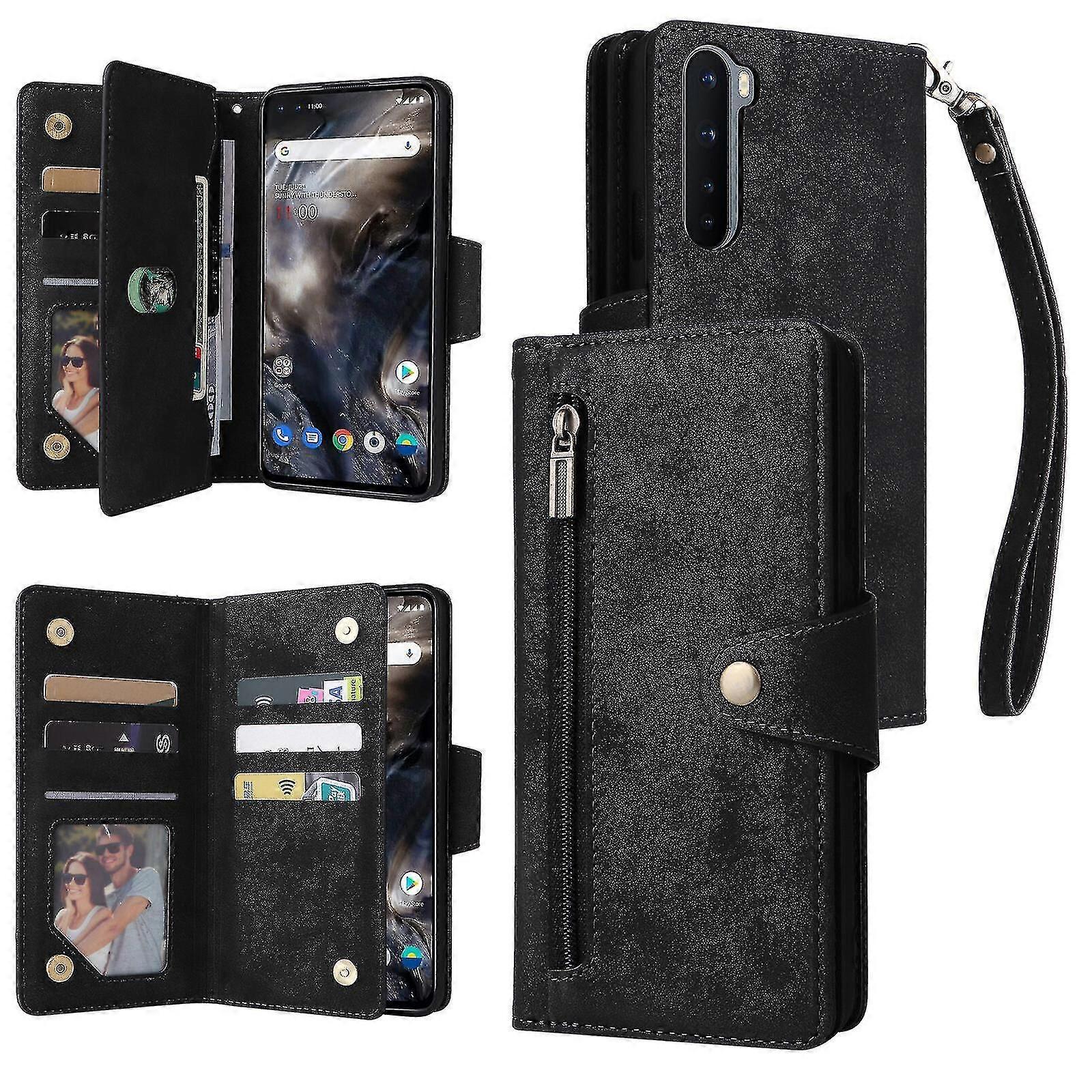 Compatible With Oneplus Nord Case Pu Leather Magnetic Flip Zipper Card Holder Wallet Cover