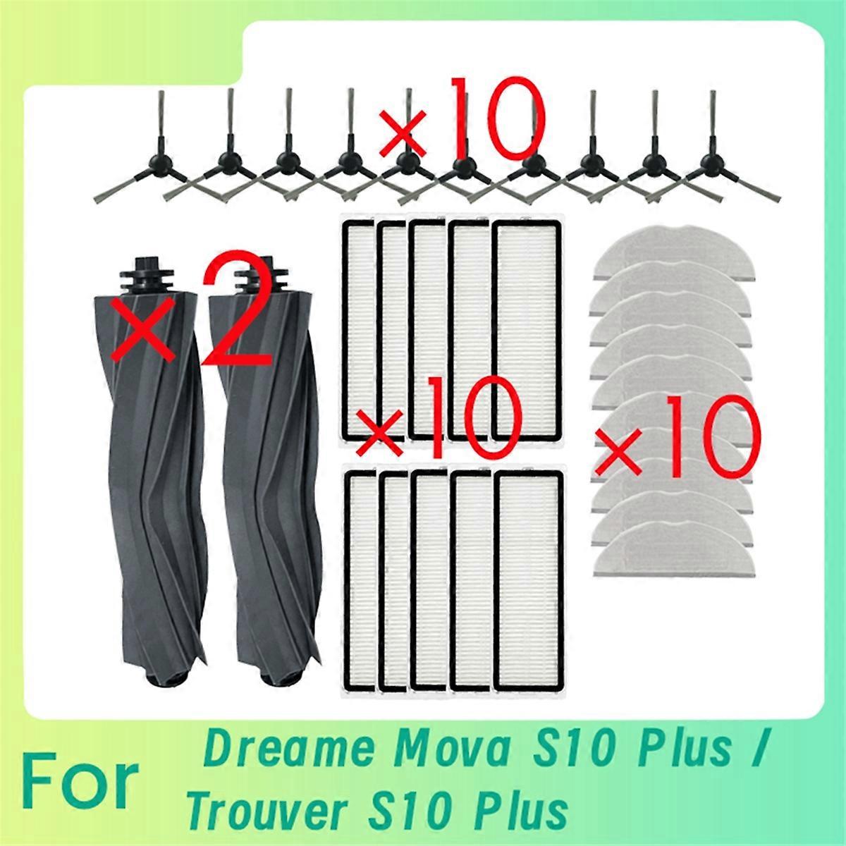 32 Pcs for S10 Plus / Trouver S10 Plus Sweeping Robot Cleaner Parts Replacement Main Side Brush Mop Filter