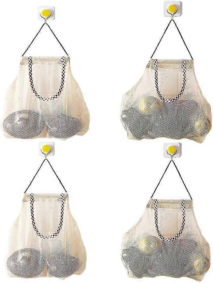 Reusable Hanging Storage Mesh Bags -durable Strong Fruit And Vegetable Mesh Bags/pulling Resistance Storage Tote Bags For Garlics, Potatoes, Onions,17