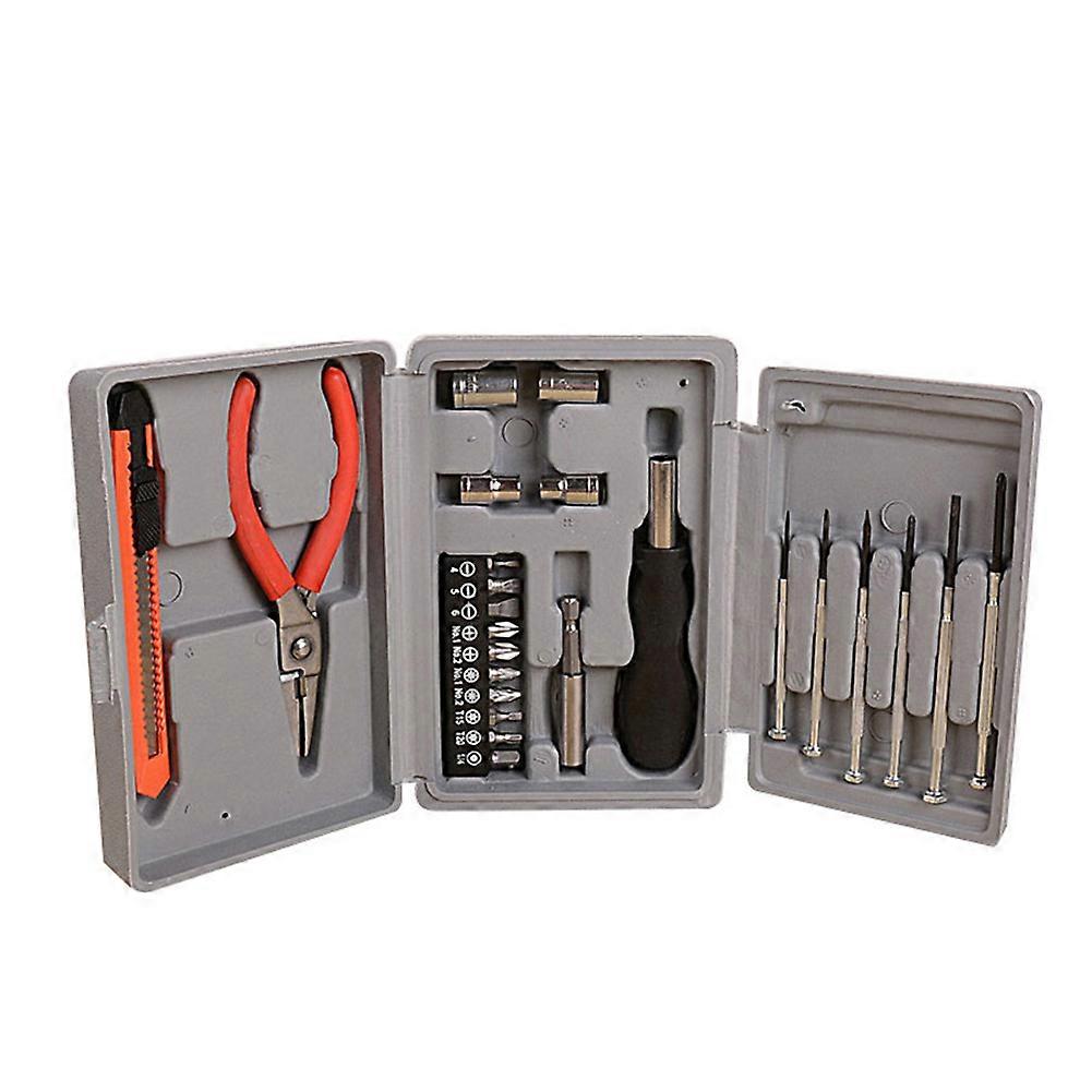 Portable 24 Pcs Alloy Tool Kit with Various Size of Screw Bits and Sockets Utility Knife Pliers