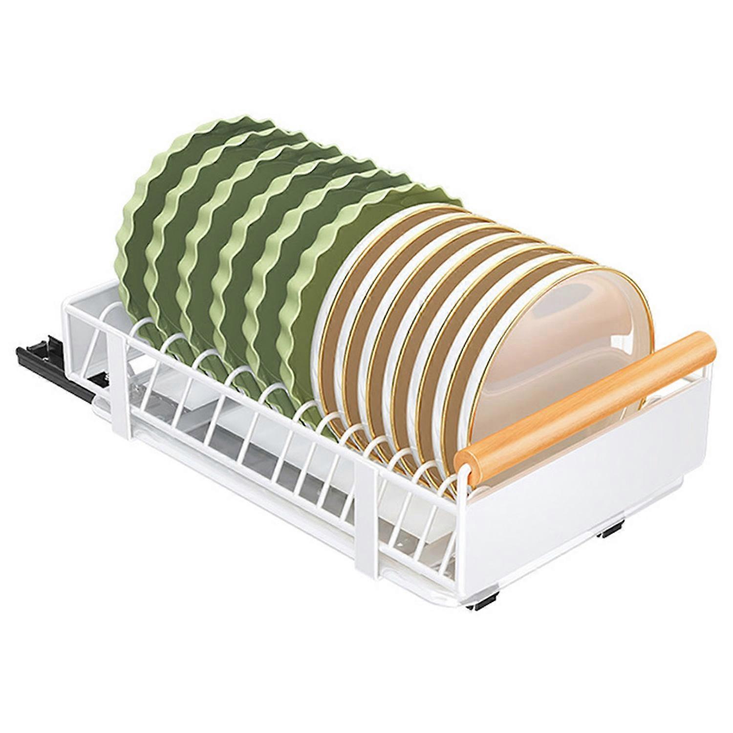 Bowl Dish Storage Rack Large Capacity with Adhesive Rail Pull Out Sliding Drawer Cabinet Organizer