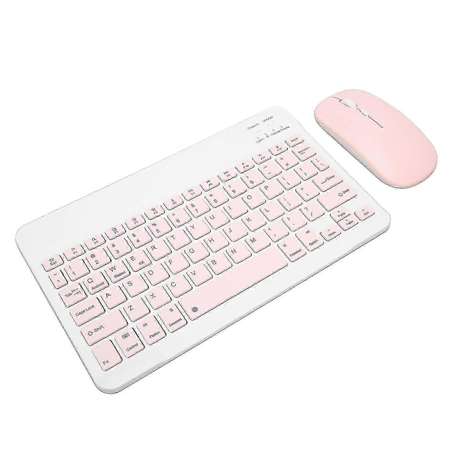 Wireless Keyboard Mouse Set 10in Computer Keyboards Mouse Combo For Tablet Mobile Phone Computer Pink