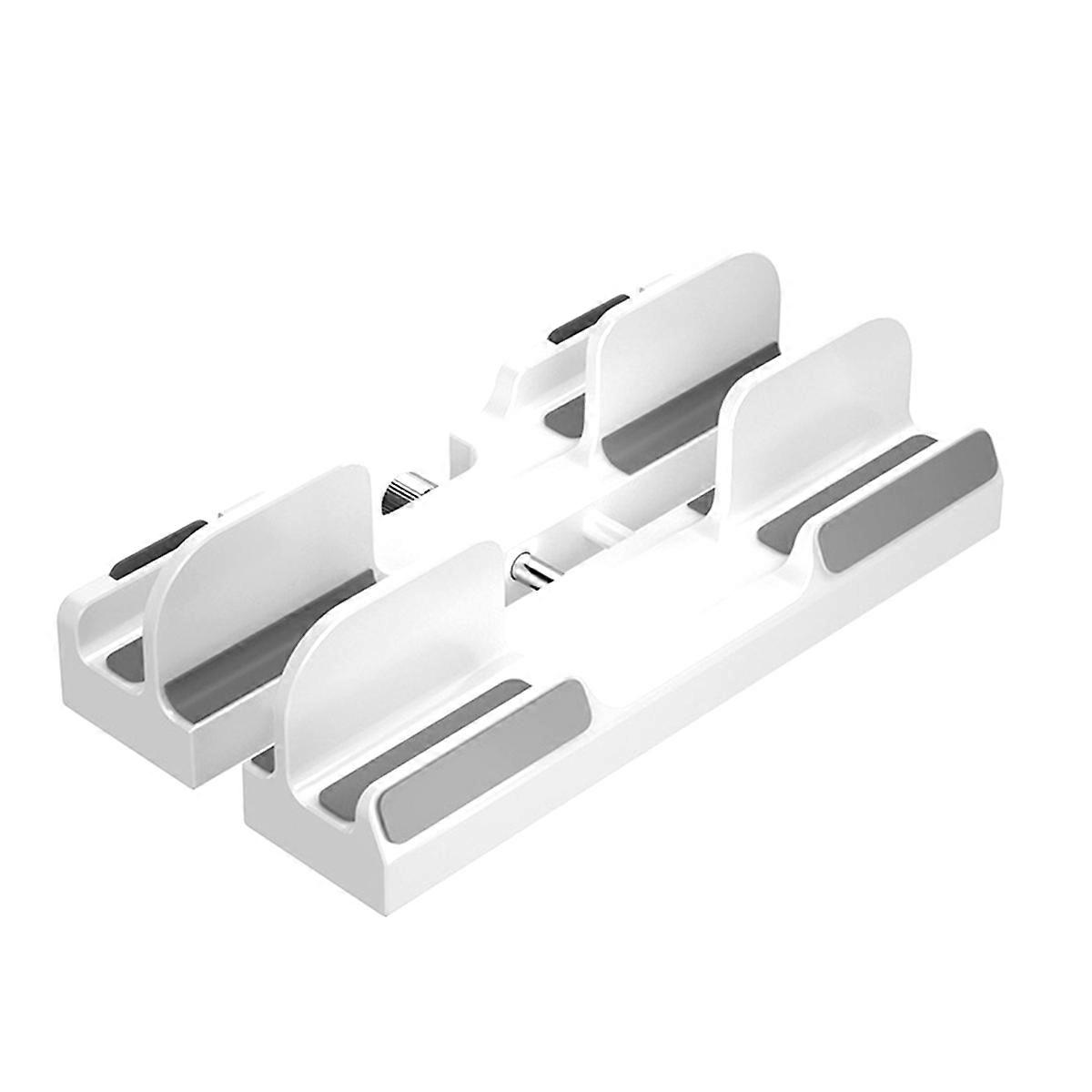 Adjustable Vertical Laptop Stand Holder - 3-Slot Padded Stand for 16 Inch Laptops, Enhanced Stability White