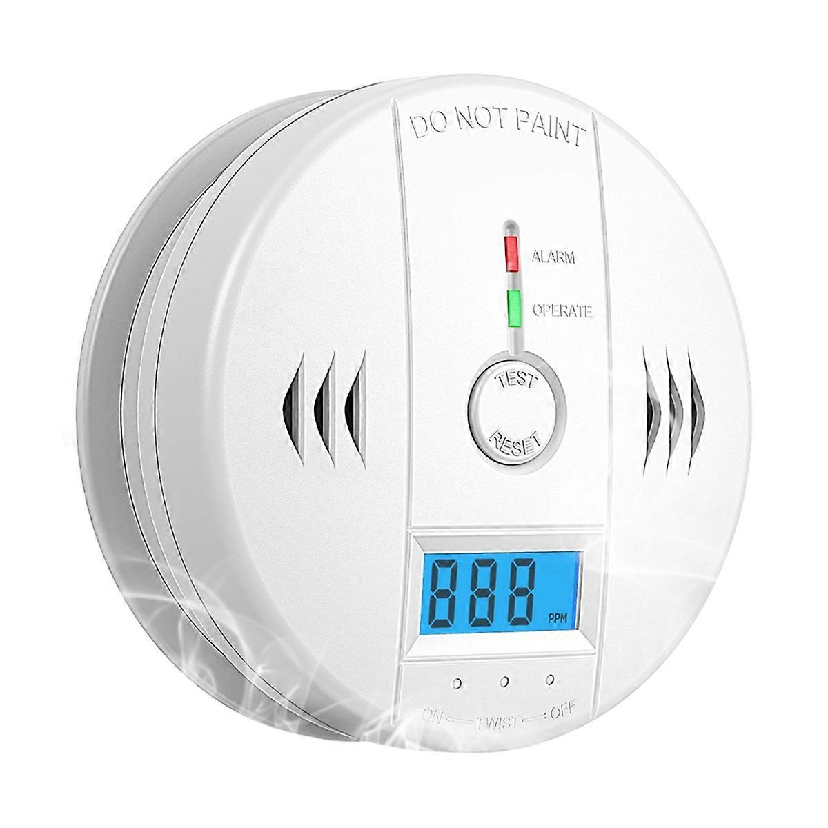 Carbon Monoxide Detector CO Detector Battery Powered Alarm Sensitive CO Sensor LCD Display Audible Warning