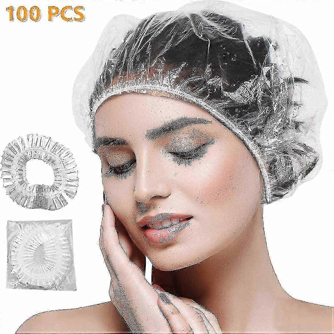 Disposable Shower Caps Clear Plastic Elastic Bath Cap Waterproof Hair Caps
