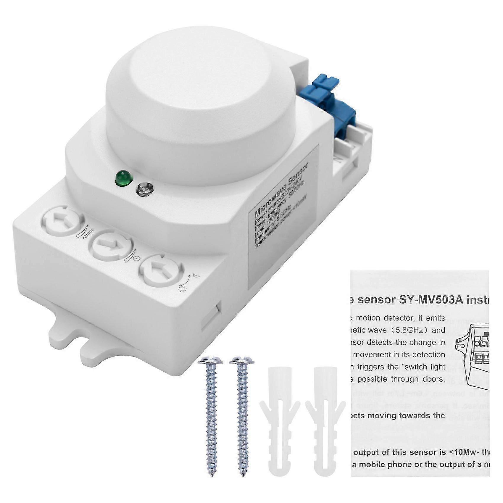 5.8GHz HF System LED Motion Sensor Light Switch Body Motion Detector,White