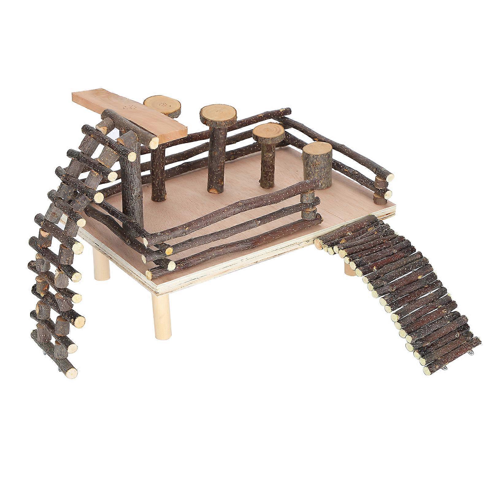 Hamster Ladder Playground Applewood Steps for Small Pets - Durable Fitness Exercise Toy, Safe for Hamsters and Mice