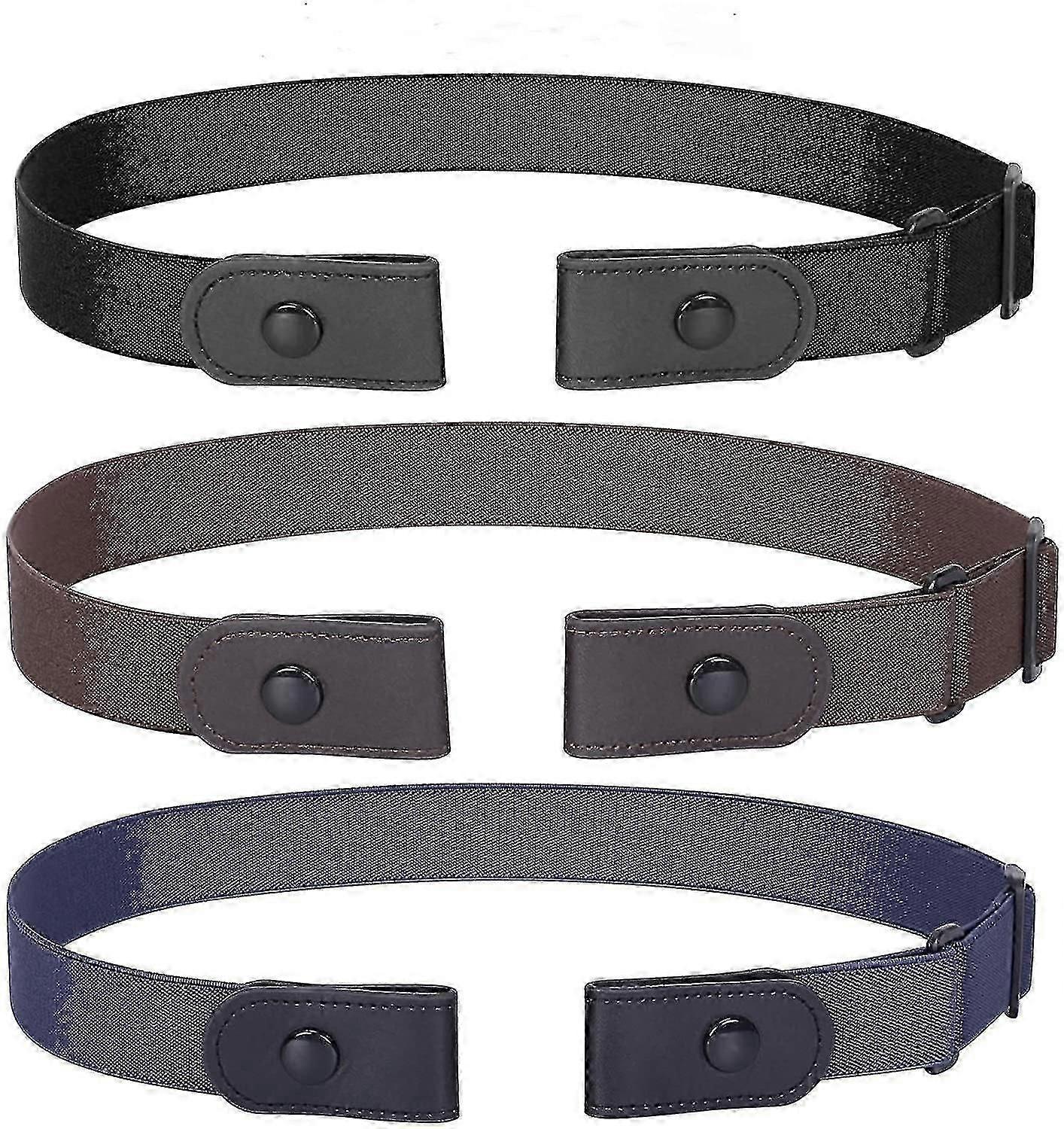 Spännefritt elastiskt bälte - 3-pack 4-pack osynligt stretchbälte utan spänne