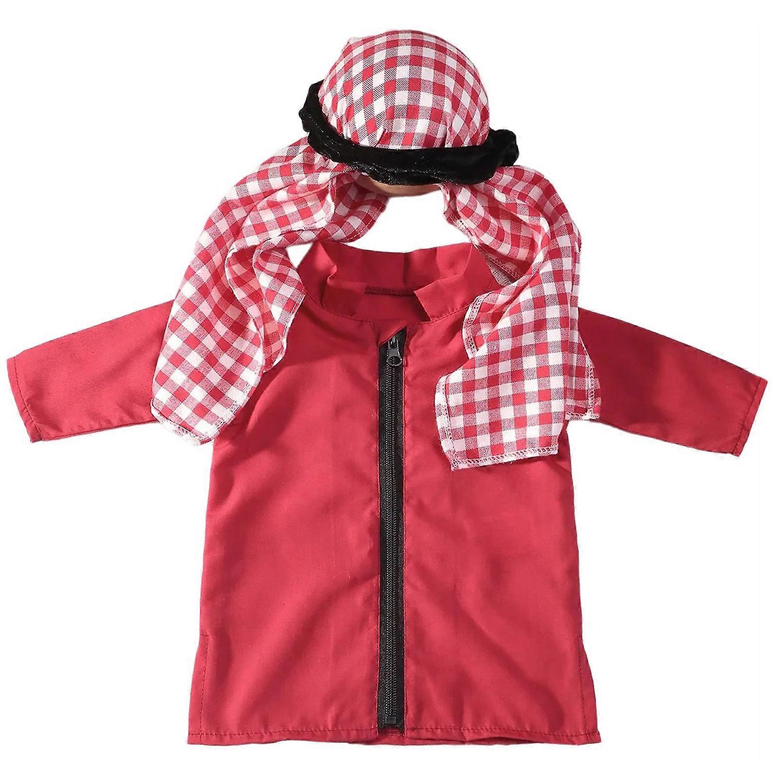 Baby Photoshoots Costume Set Soft & Comfortable Long Gown Smooth Closure and Checkered Turban for Newborns  XL