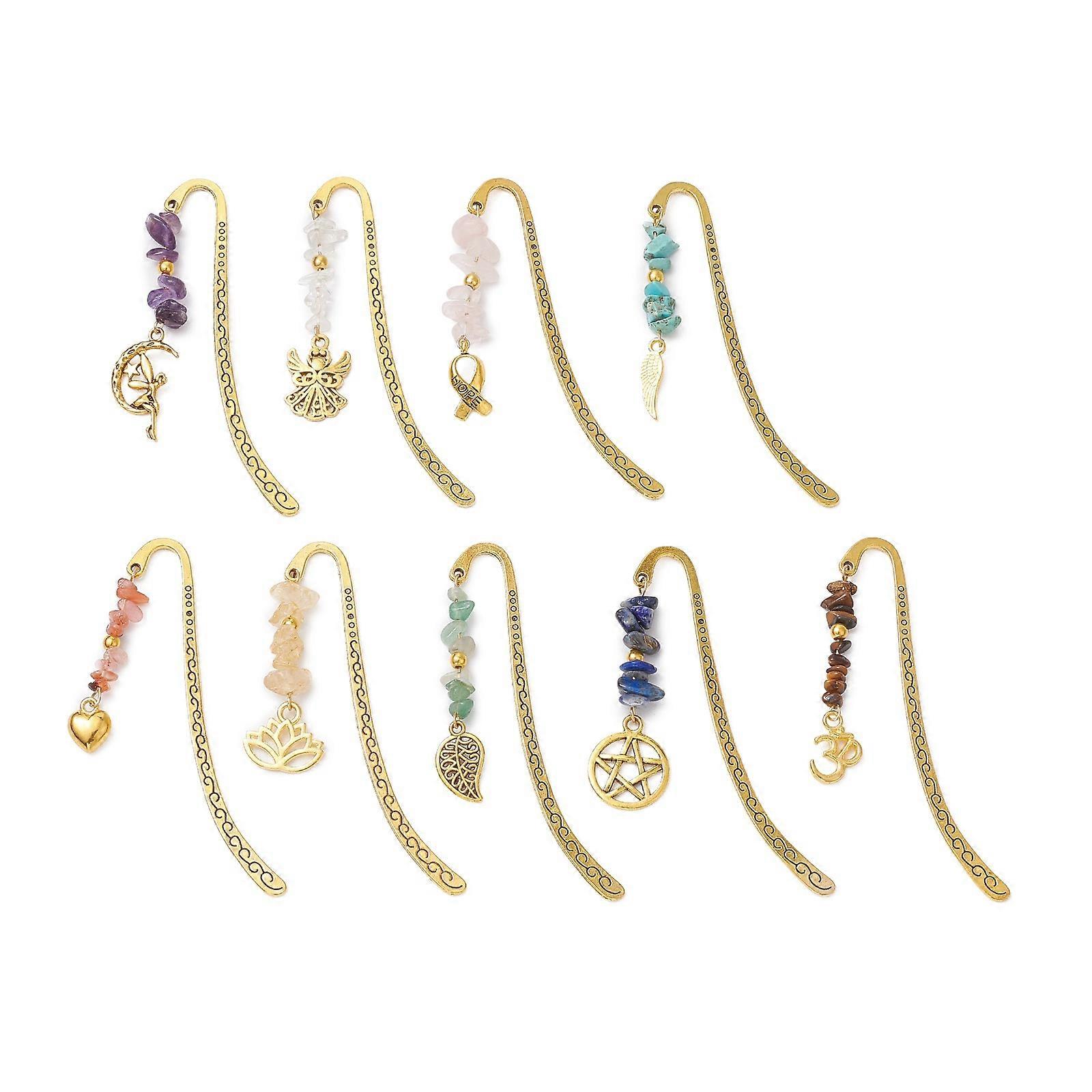 9/10 Pcs Stones Bookmarks Metal Bookmarks Page Markers Retro Bookmarks Creative Carved Bookmarks Hooks Bookmarks