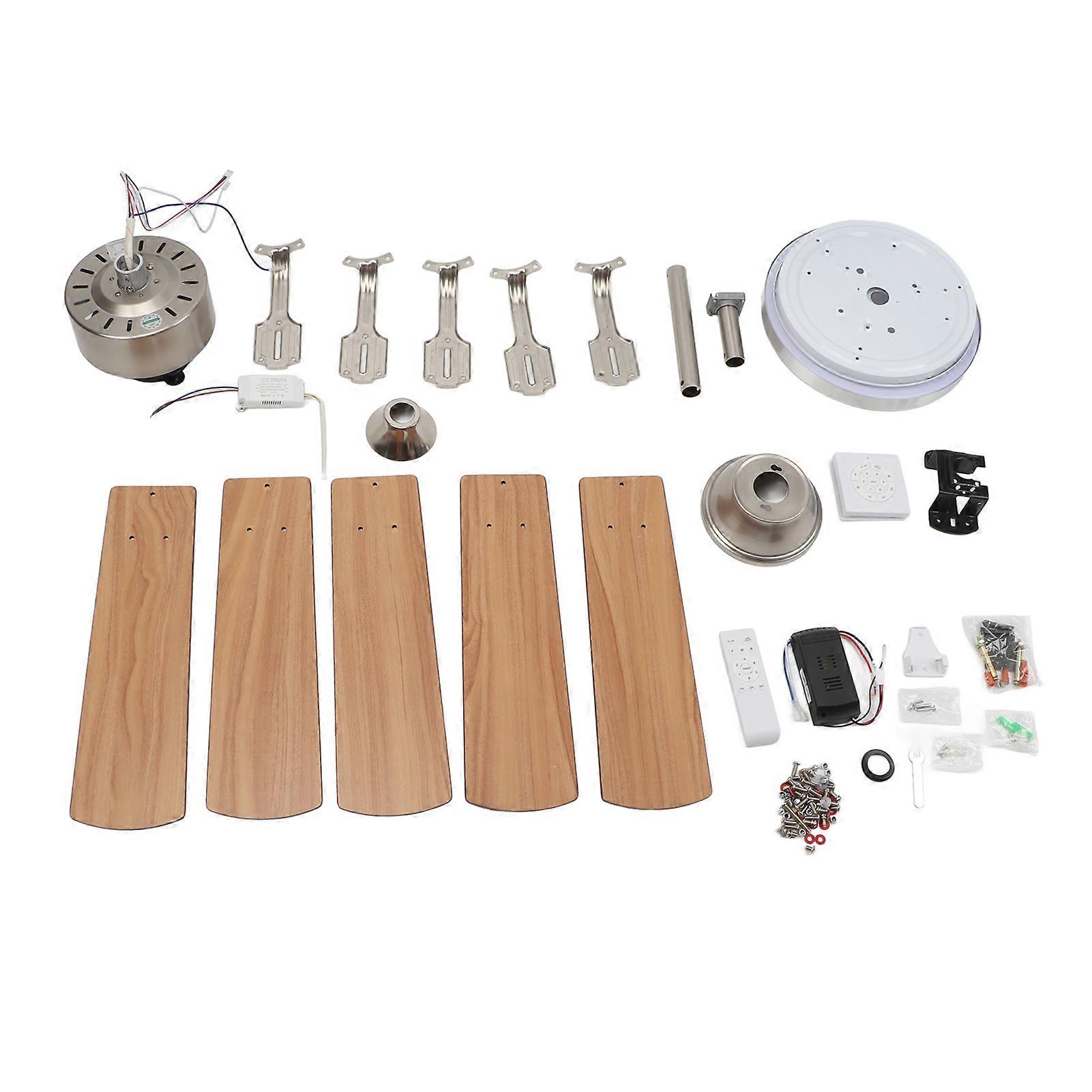 Ceiling Fan with Light 42in Flush Mount 5 Blade Ceiling Fan Remote Control Low Noise for Living Room Canteen Home Improvement Silver