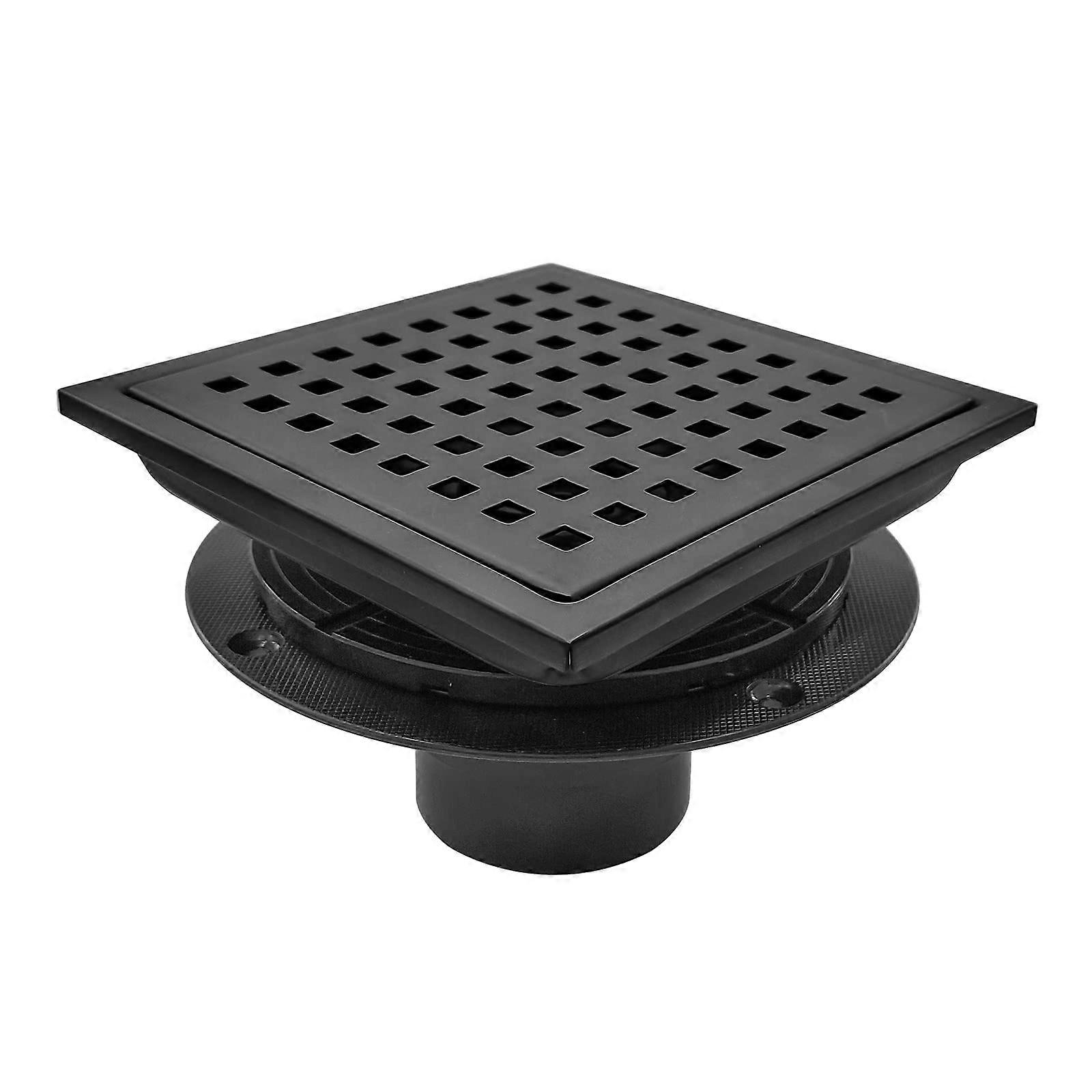 Mat sort brusegulvafløb til badeværelse 6 tommer