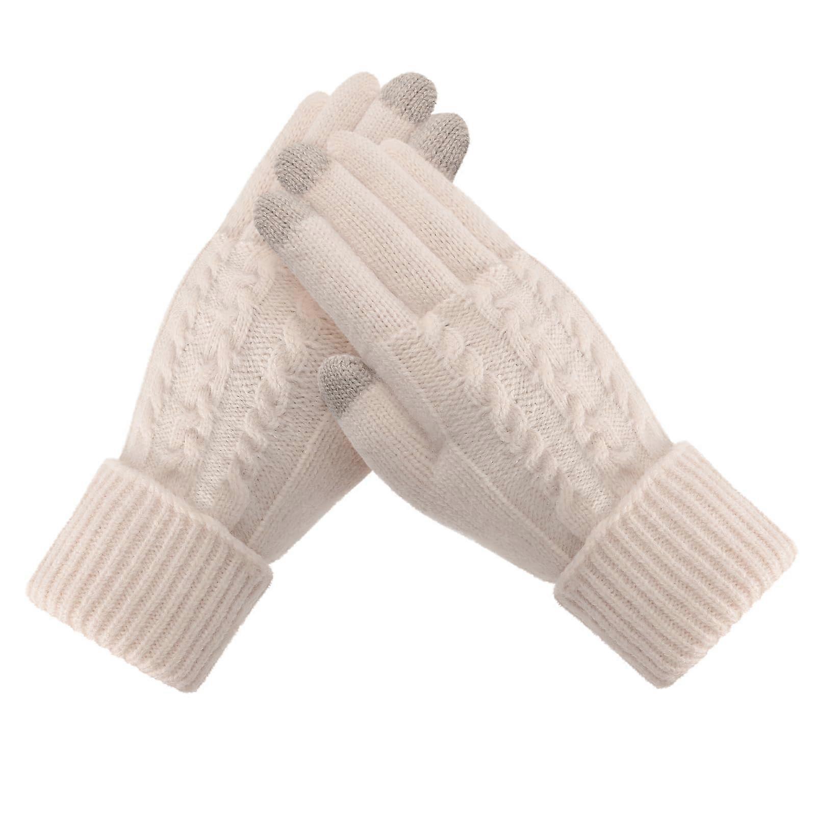Warm Thick Lined Touch Screen Gloves for Cold Weather, Knitted with Elastic Cuff, Men’s and Women’s Sizes, Black