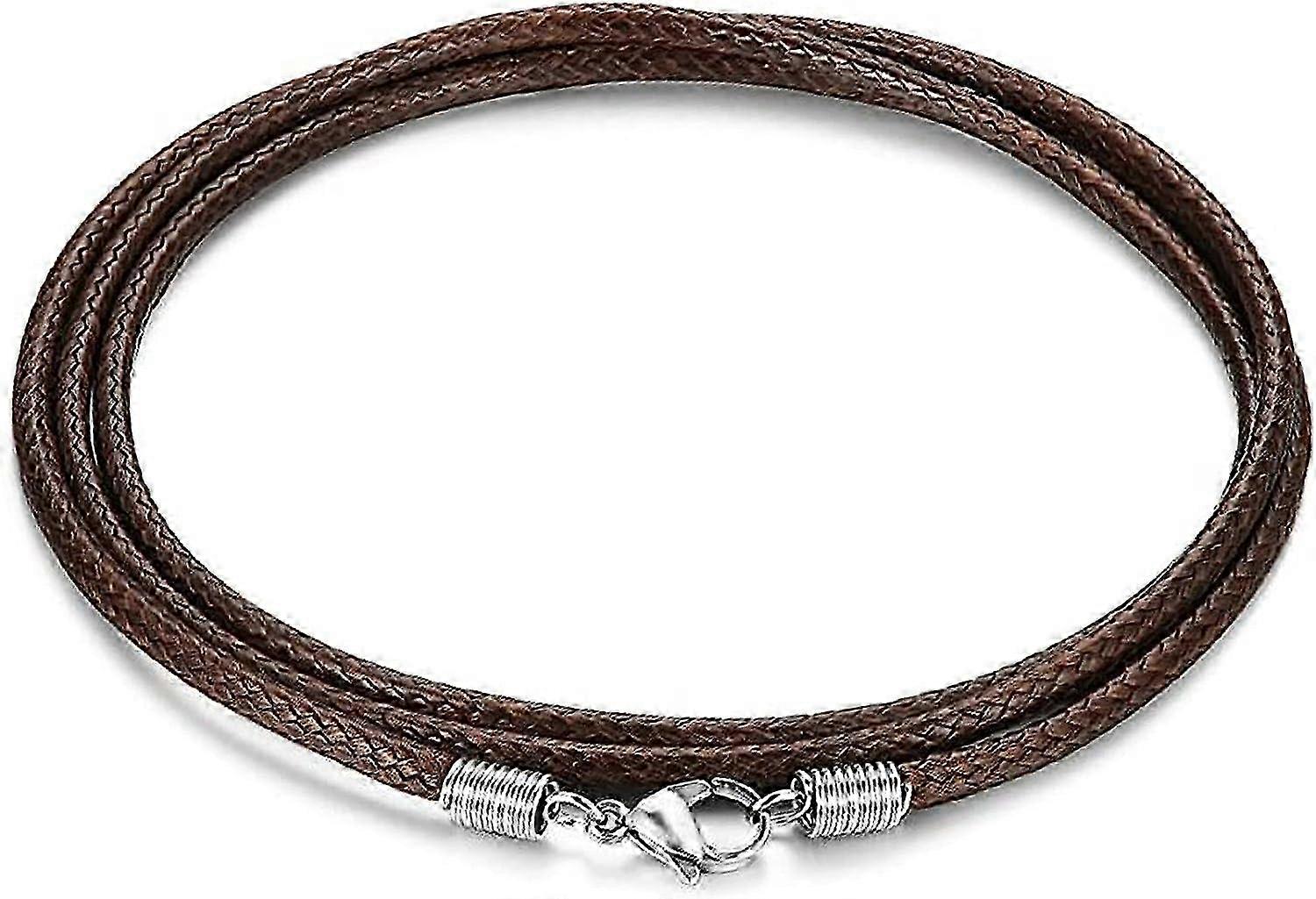 Colar de Couro Trançado de 16-24 polegadas Cordão Preto 316L Fecho