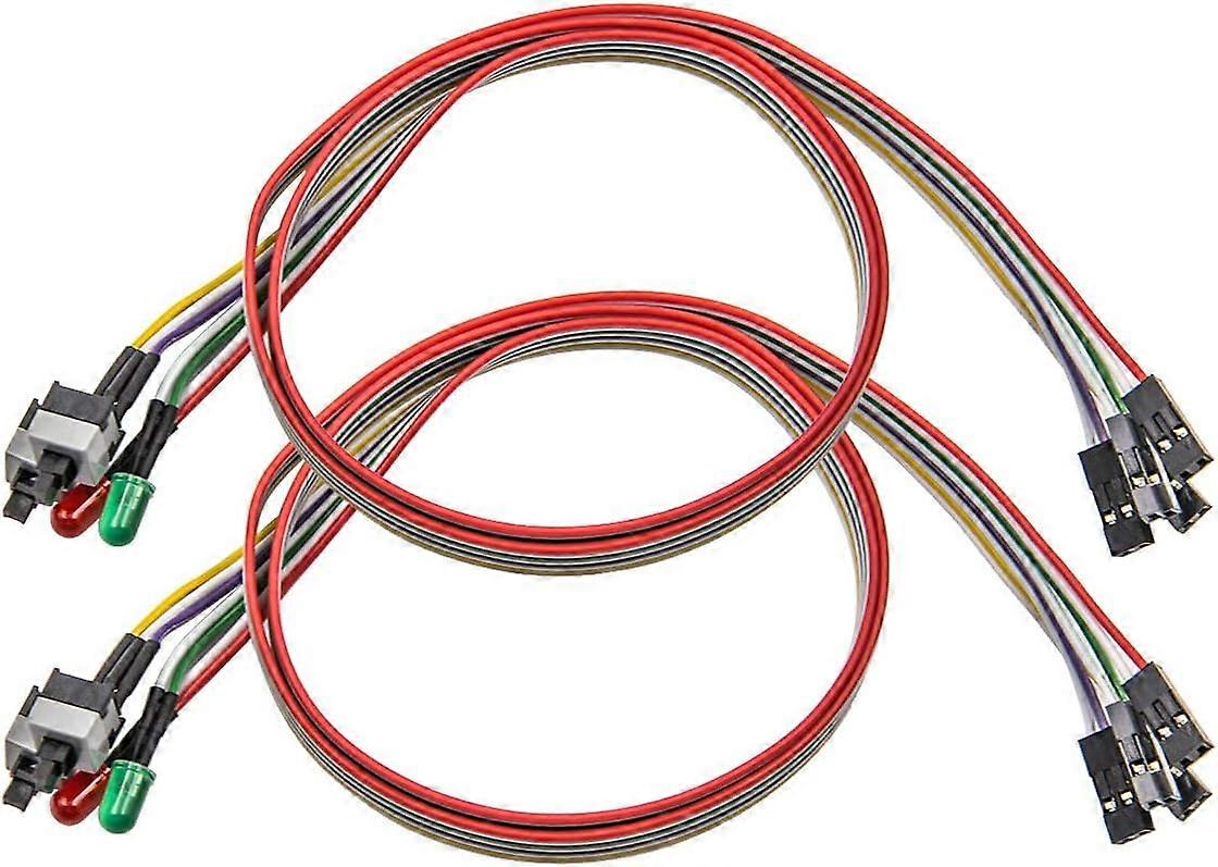 2 Pack Computer Case ATX Power On Off Reset Switch Cable with 2 x LED Light Light Red Green 27-inch ATX Case Front Bezel Wire