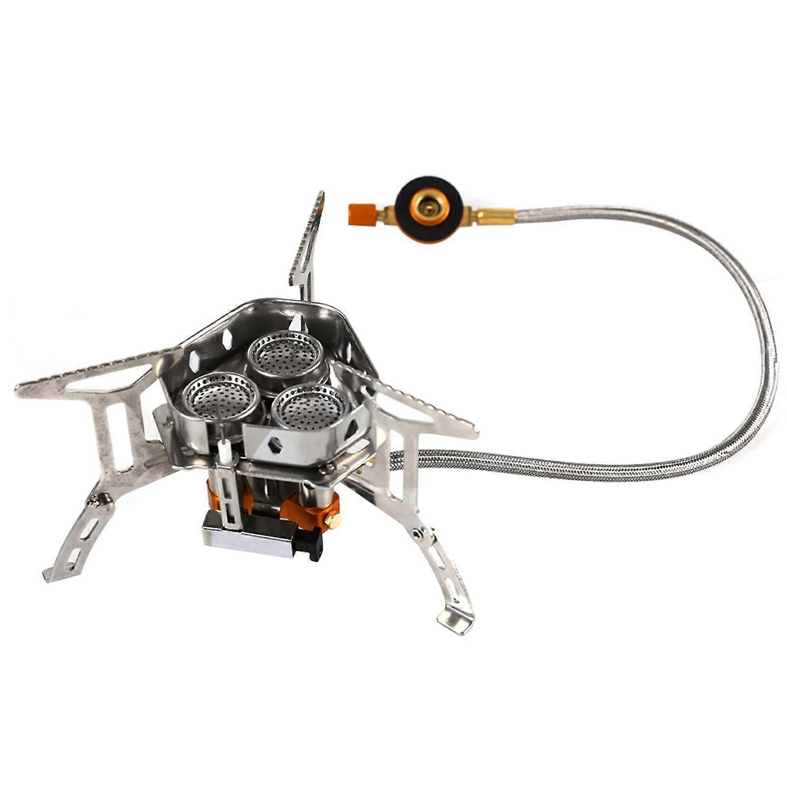 Windproof Camping Gas Stove with Piezo Ignition, Portable Folding Design, Strong Fire Output for Backpacking and Hiking