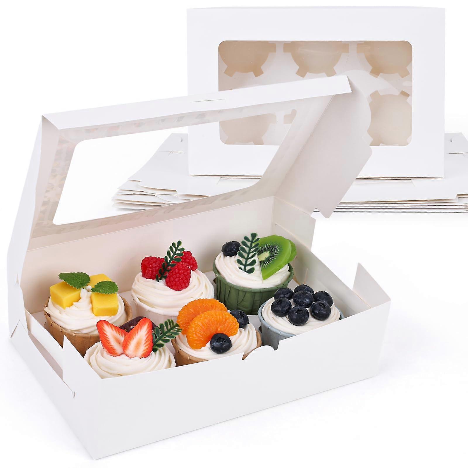 6 Cake Containers with Windows, 15 White Cake Boxes, 90 Total for Birthday and Holiday Parties, Oven Safe, Durable Design