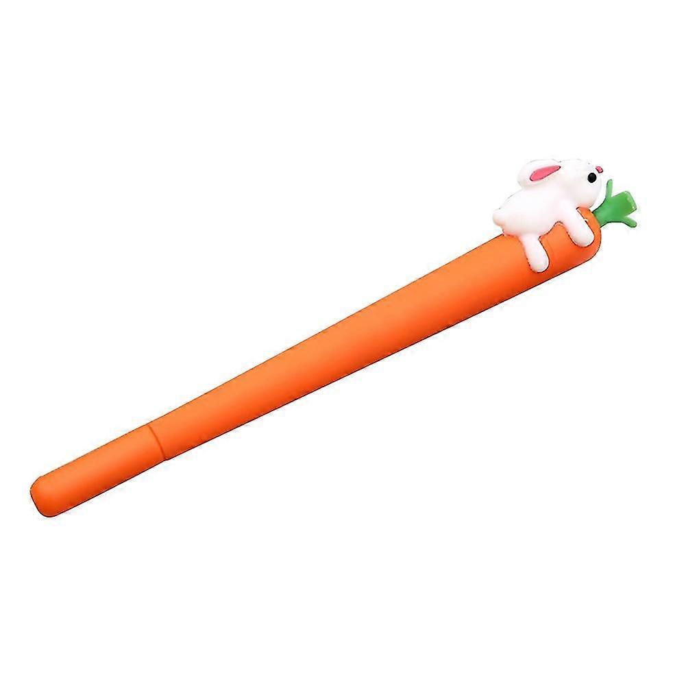 0.5mm Black Ink Gel Pen with Carrot Rabbit Design - Soft Silicone for Smooth Writing