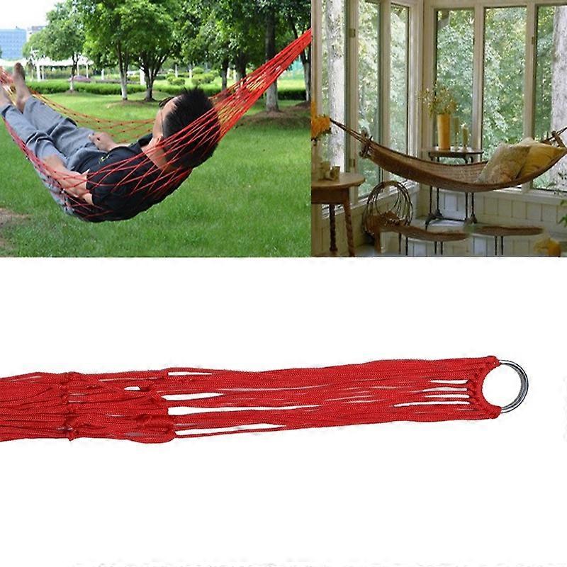Nylon Rope Hammock 240x80cm Red