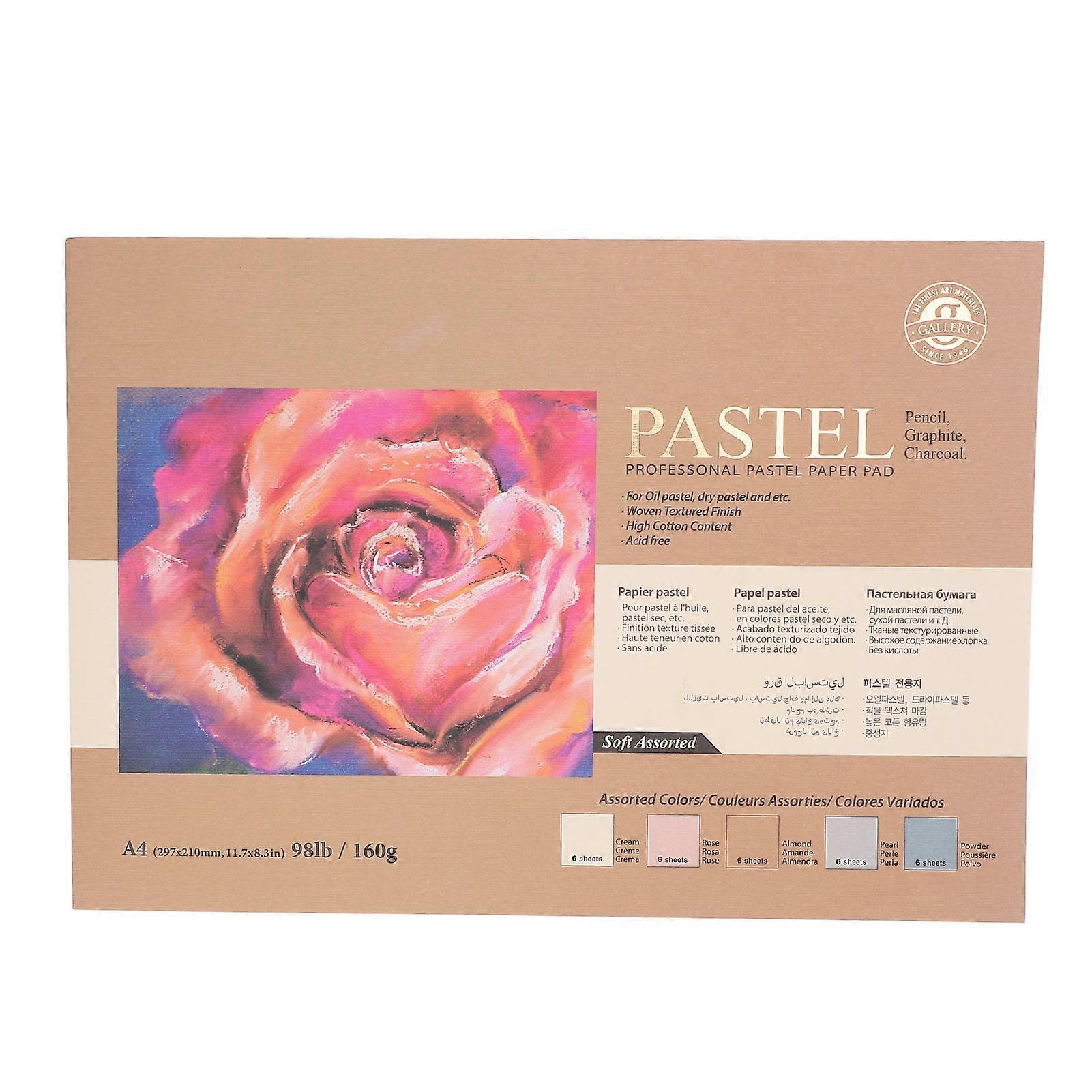 30 Sheets Pastel Paper Pads A4 Size Texture Surface Painting Paper Pad for Oil and Dry Pastels