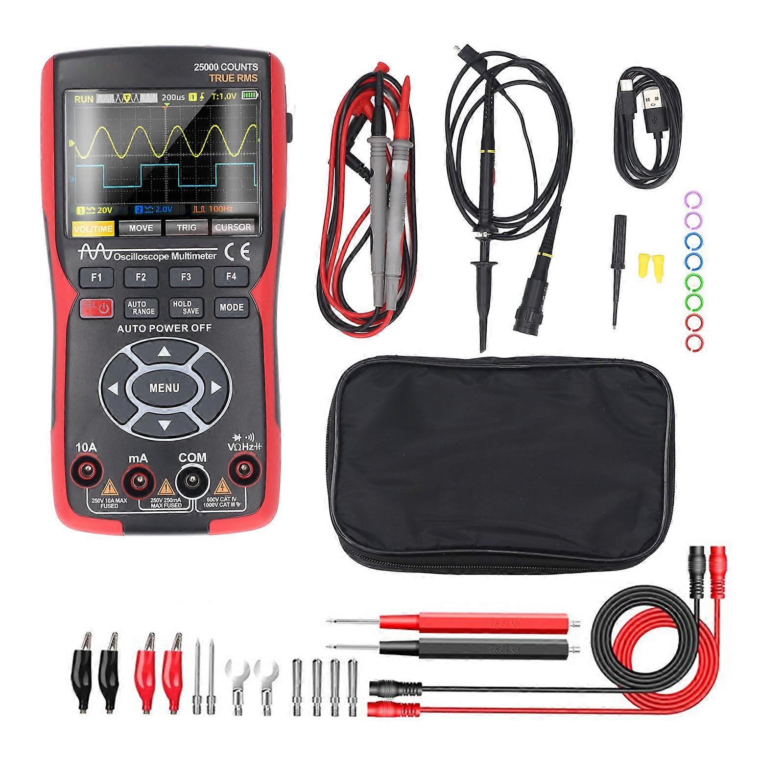 3 in 1 50MHz 280MSa/s 2 Channel Oscilloscope 25000 Counts Digital Multimeter Waveform Signal Generator
