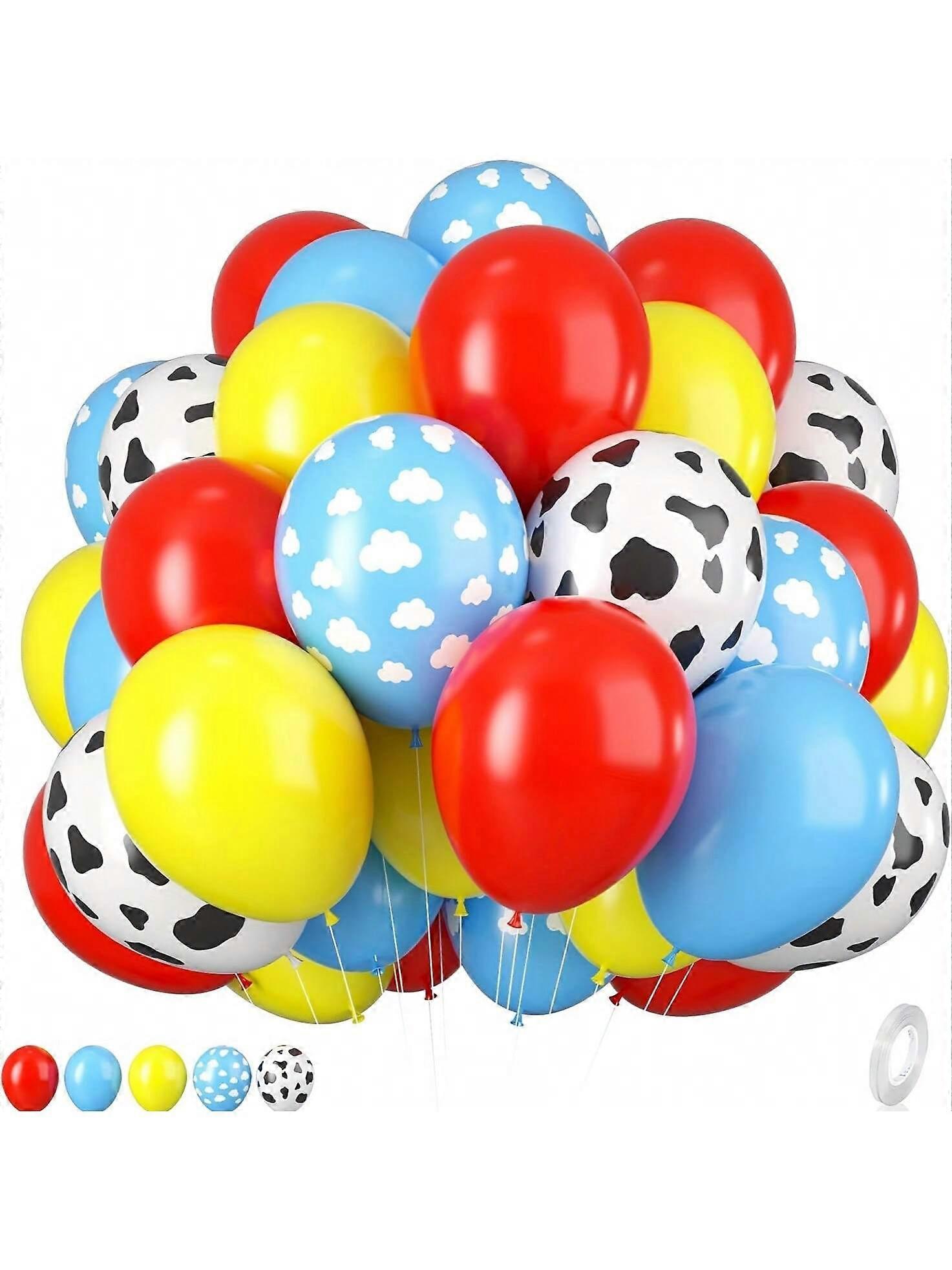 56pcs Toy Story Balloons 10 Inch Cow Print & Sky Blue Cloud Balloons for Party Decor Valentine Graduation Mother's Day