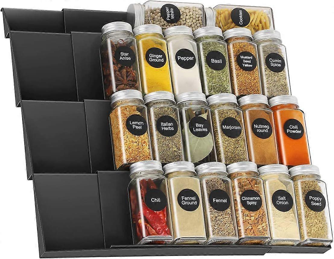 Adjustable spice drawer width from 30 cm to 60 cm - Spice drawer organization system - Spice inserts