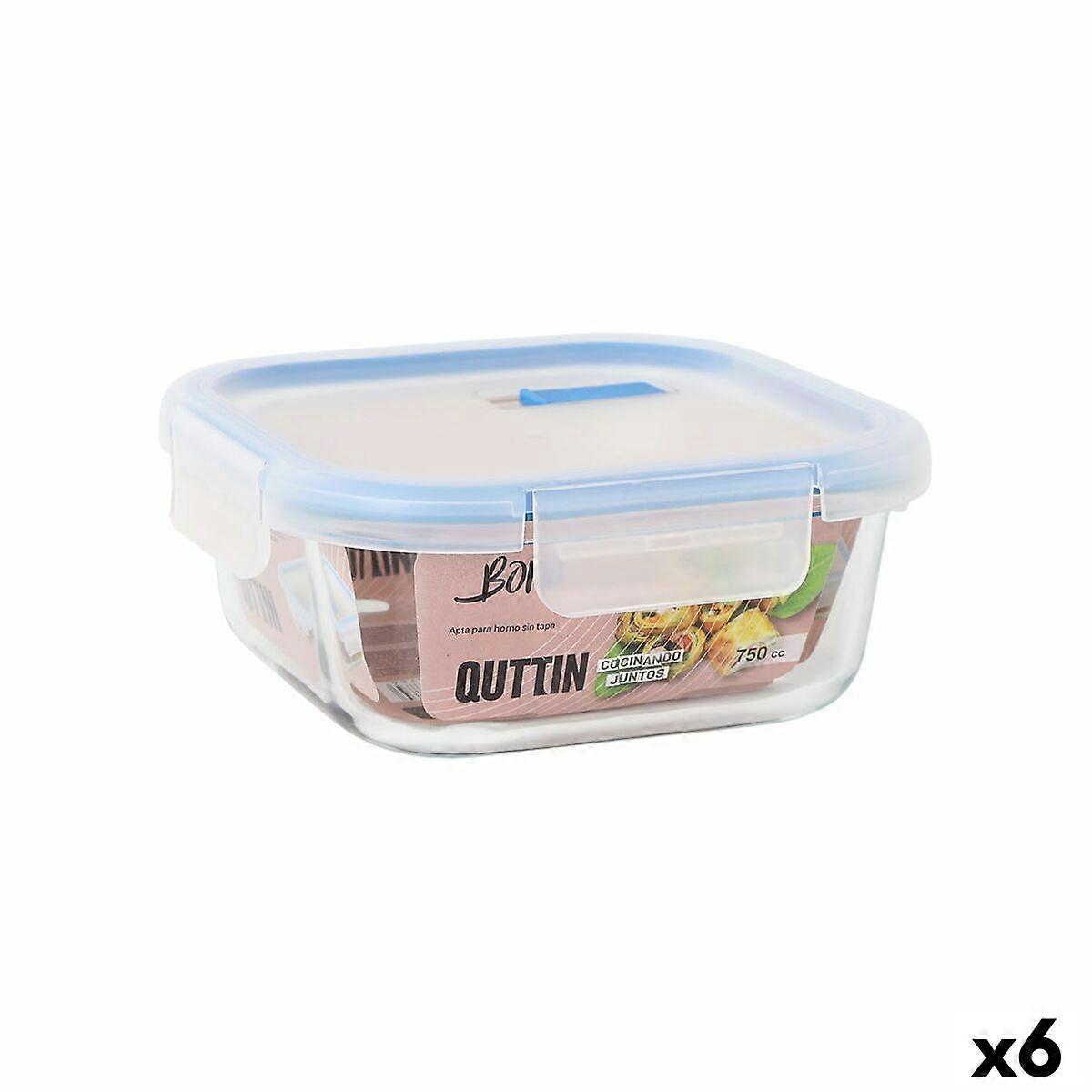 Hermetic Lunch Box Quttin Boho Transparent 750 ml (6 Units)