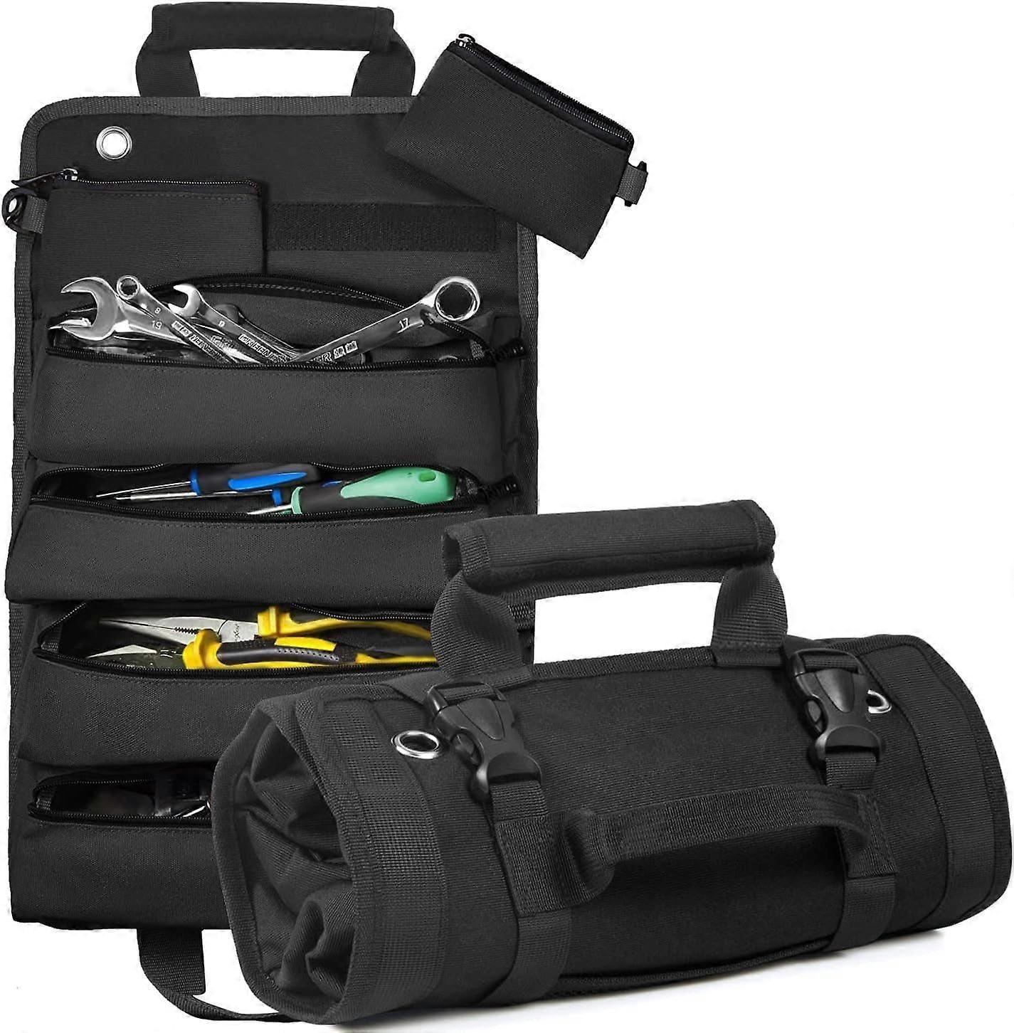 Roll-up small tool box, robust tool organizer for compact storage and easy access