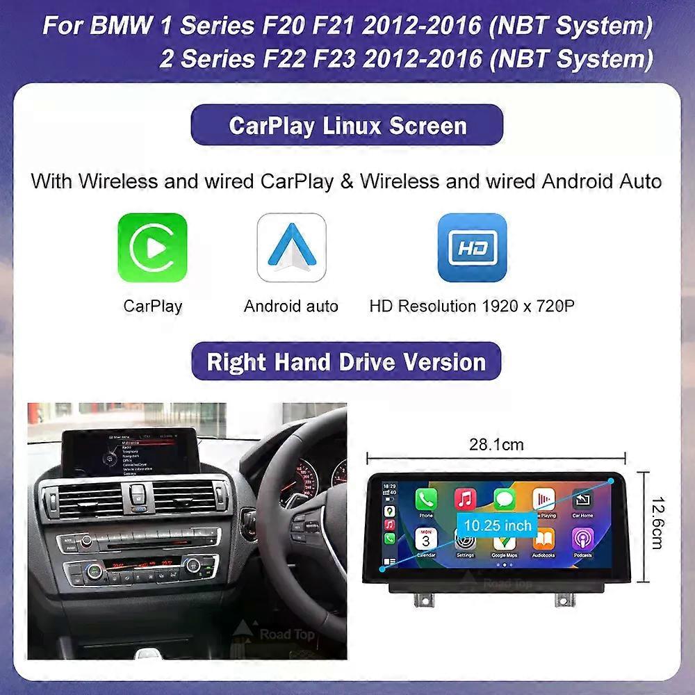 1920*720 Multimedia Touch Screen For BMW 1/2/3/4 Series F20/F21/F22/F30/F31/F33/F34/F36 Android Auto NBT System Wireless Carplay