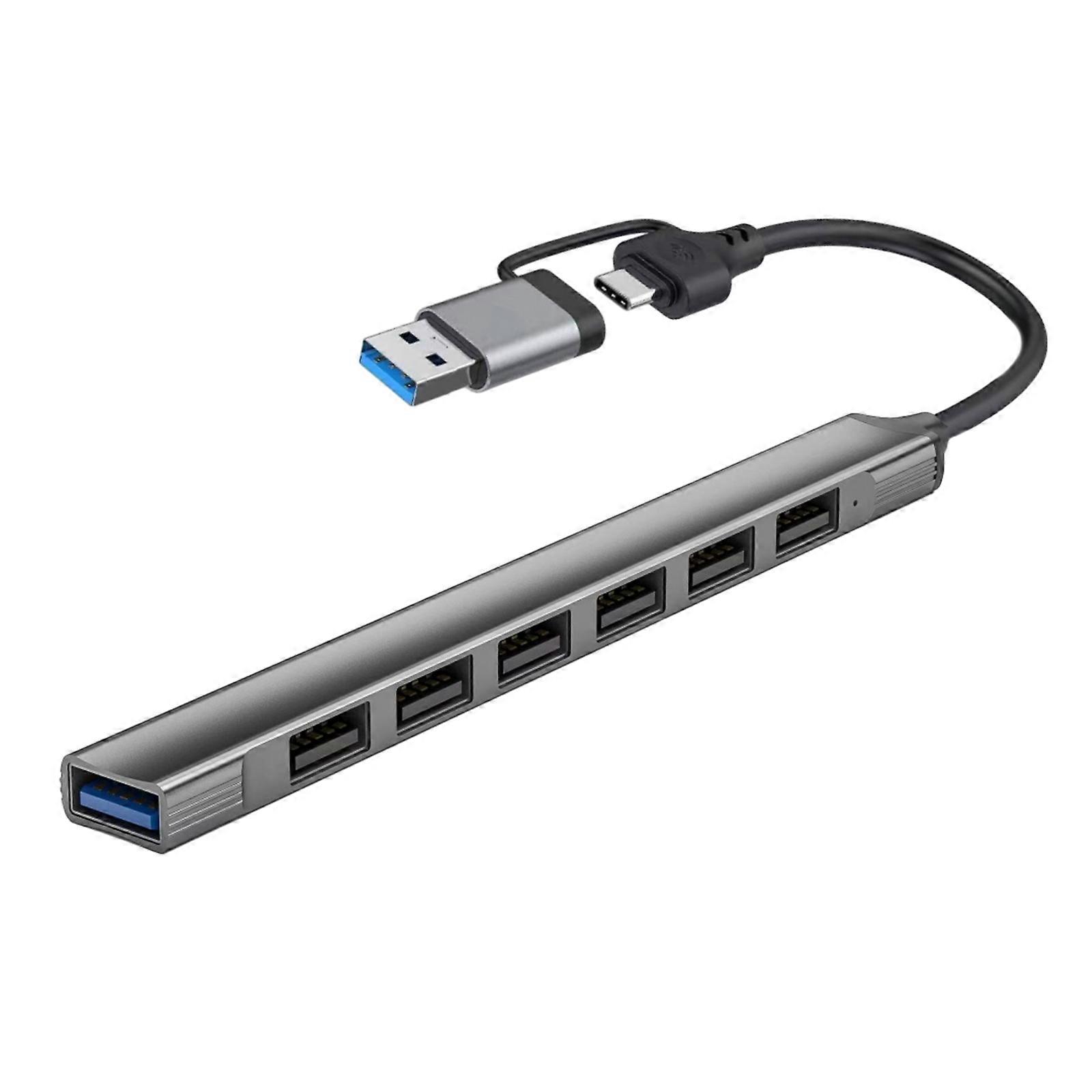 2 în 1 7 porturi USB C Expander USB 3.0 Hub de tip C Splitter de tip C Dock Adaptor multiport USB Expander pentru telefon tabletă