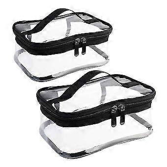 2 Pacotes de Sacos de Armazenamento de Viagem Transparentes com Organizadores de Cosméticos à Prova d'Água e Alça para Férias